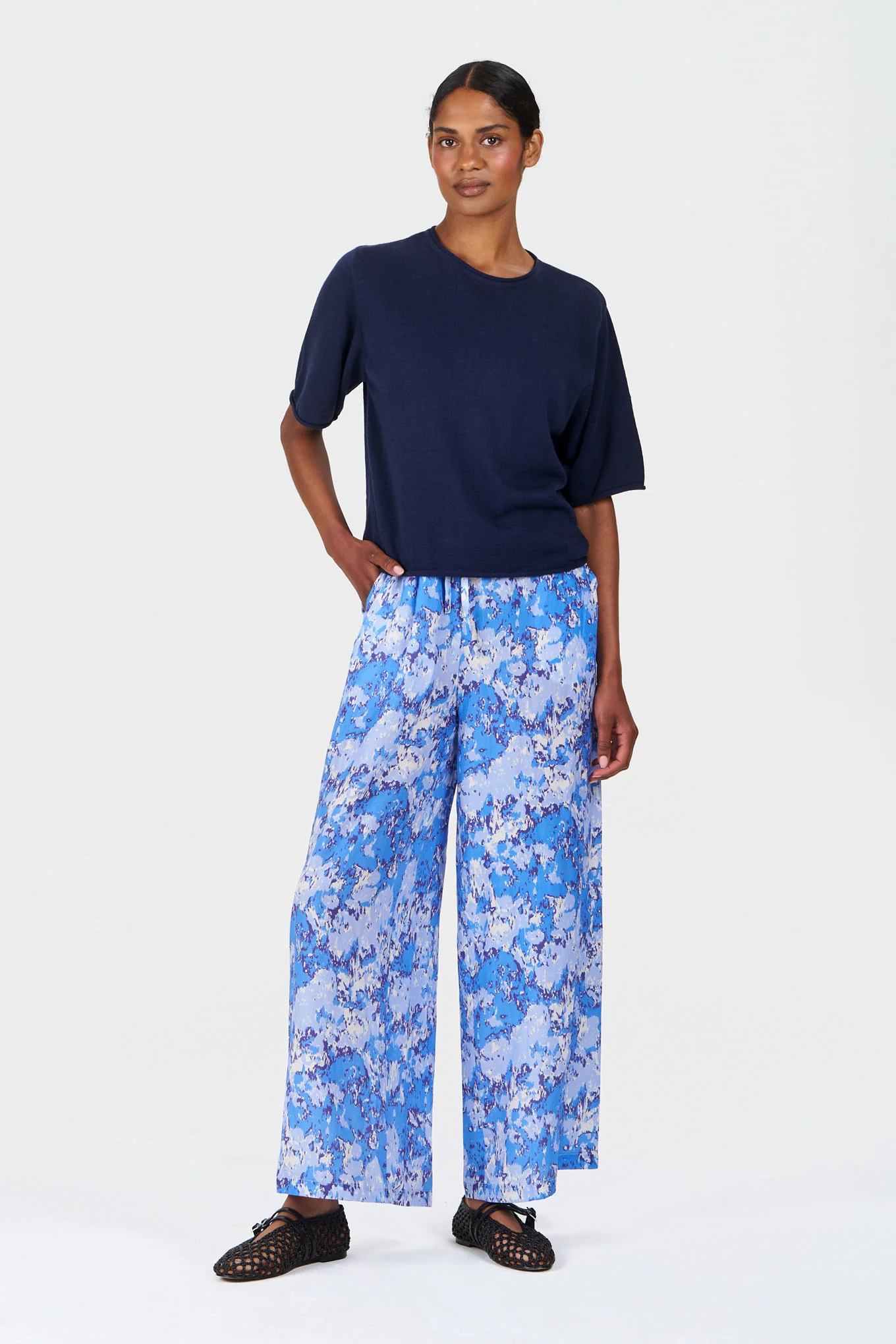 ARIA Tencel Linen Trouser - Acid Blue - Image 2