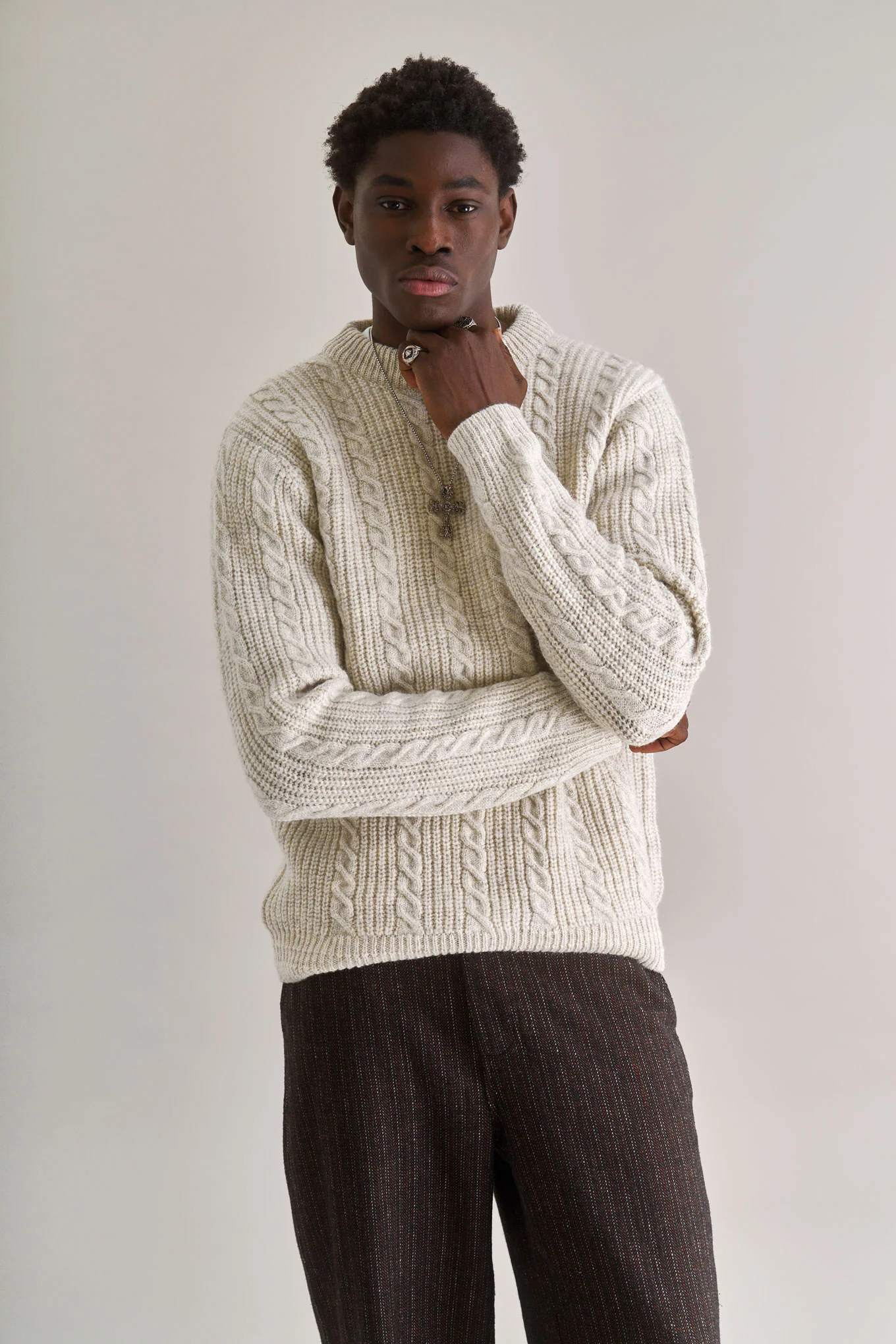 CABLE Lambswool Jumper - Natural