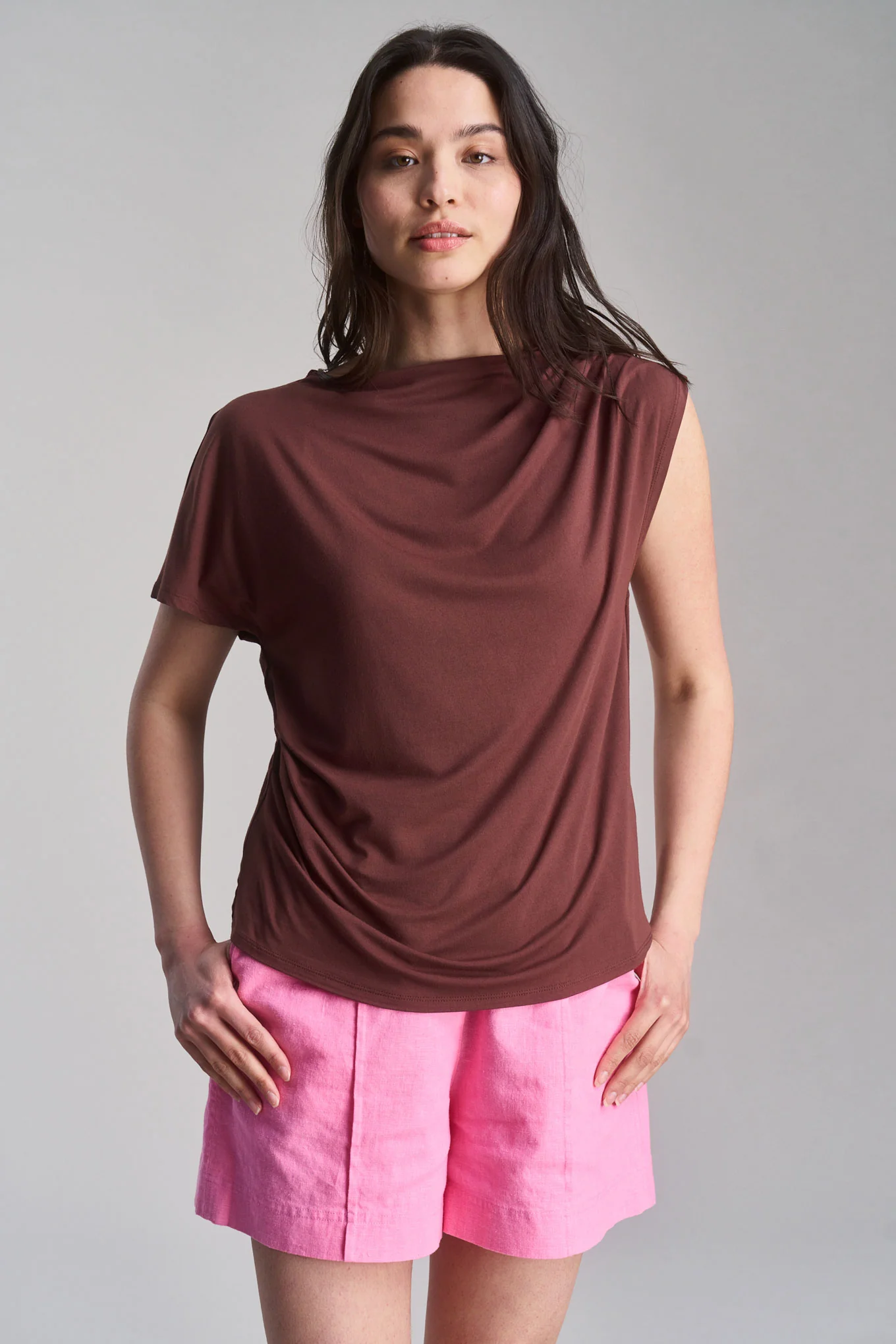 CATE - Modal Jersey Top - Chocolate - Image 3