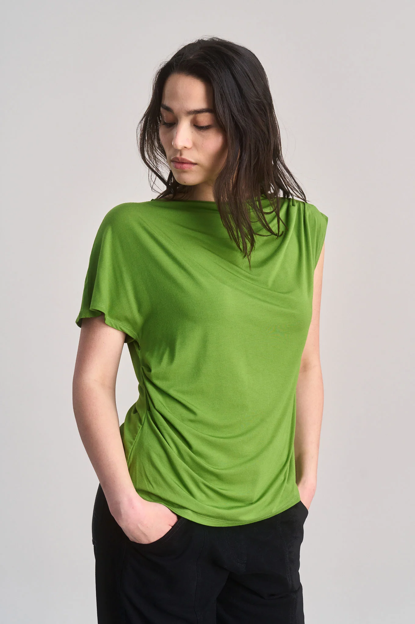 CATE - Modal Jersey Top - Green - Image 3