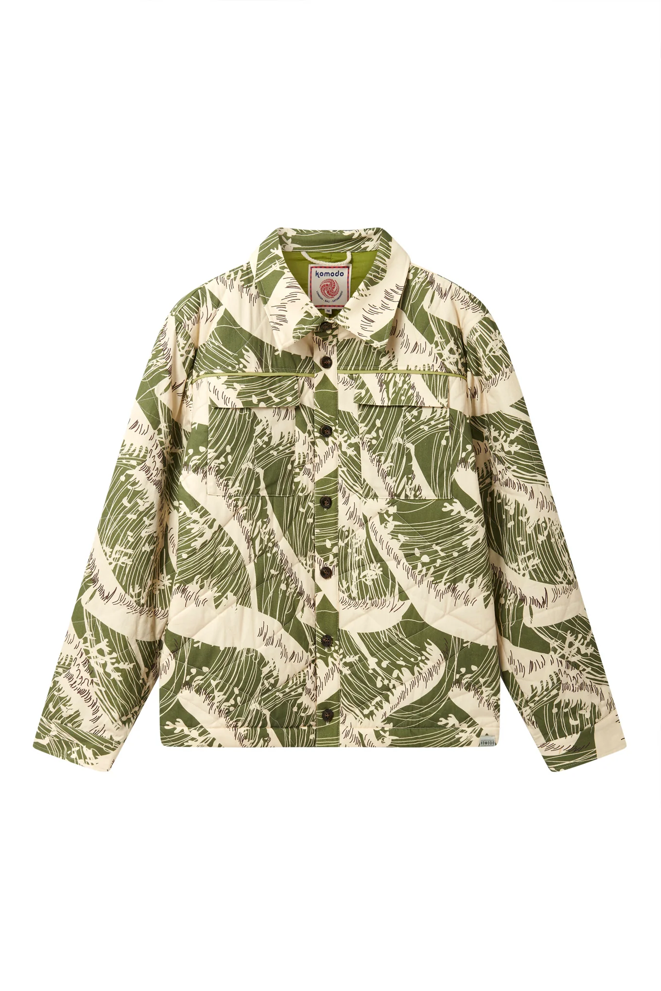 CAVIAR - Organic cotton jacket- Green wave print - Image 2