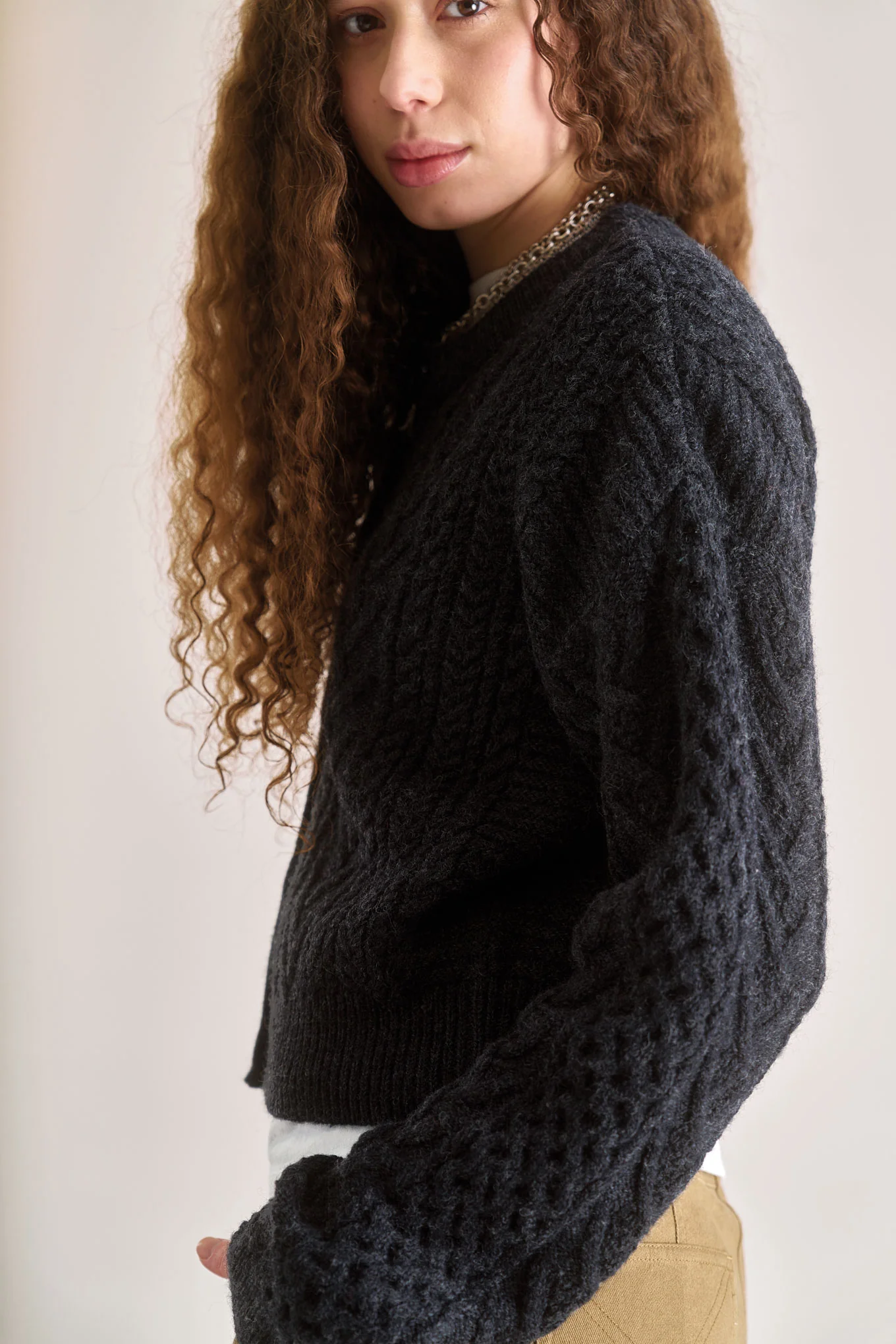 CHARLIE Lambswool Cardigan - Charcoal - Image 3
