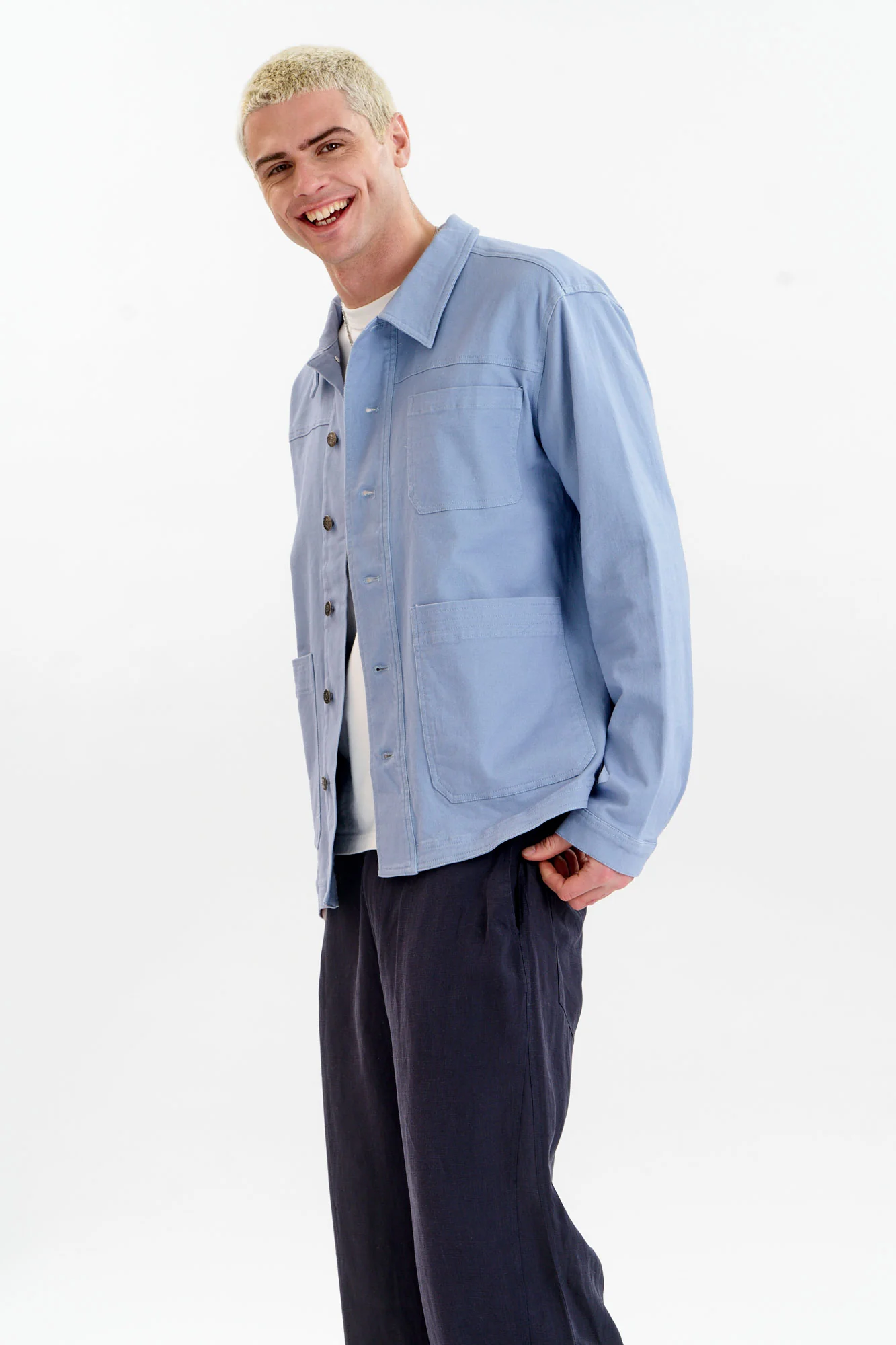 CHRISTOPHE Organic Cotton Jacket - Blue - Image 4