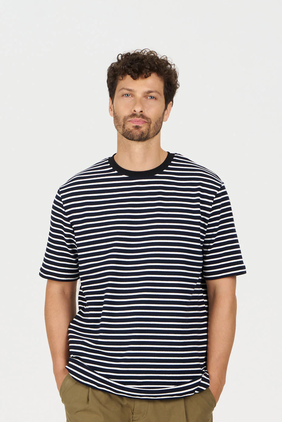 CLAUDE Organic Cotton Tee - Navy Stripe
