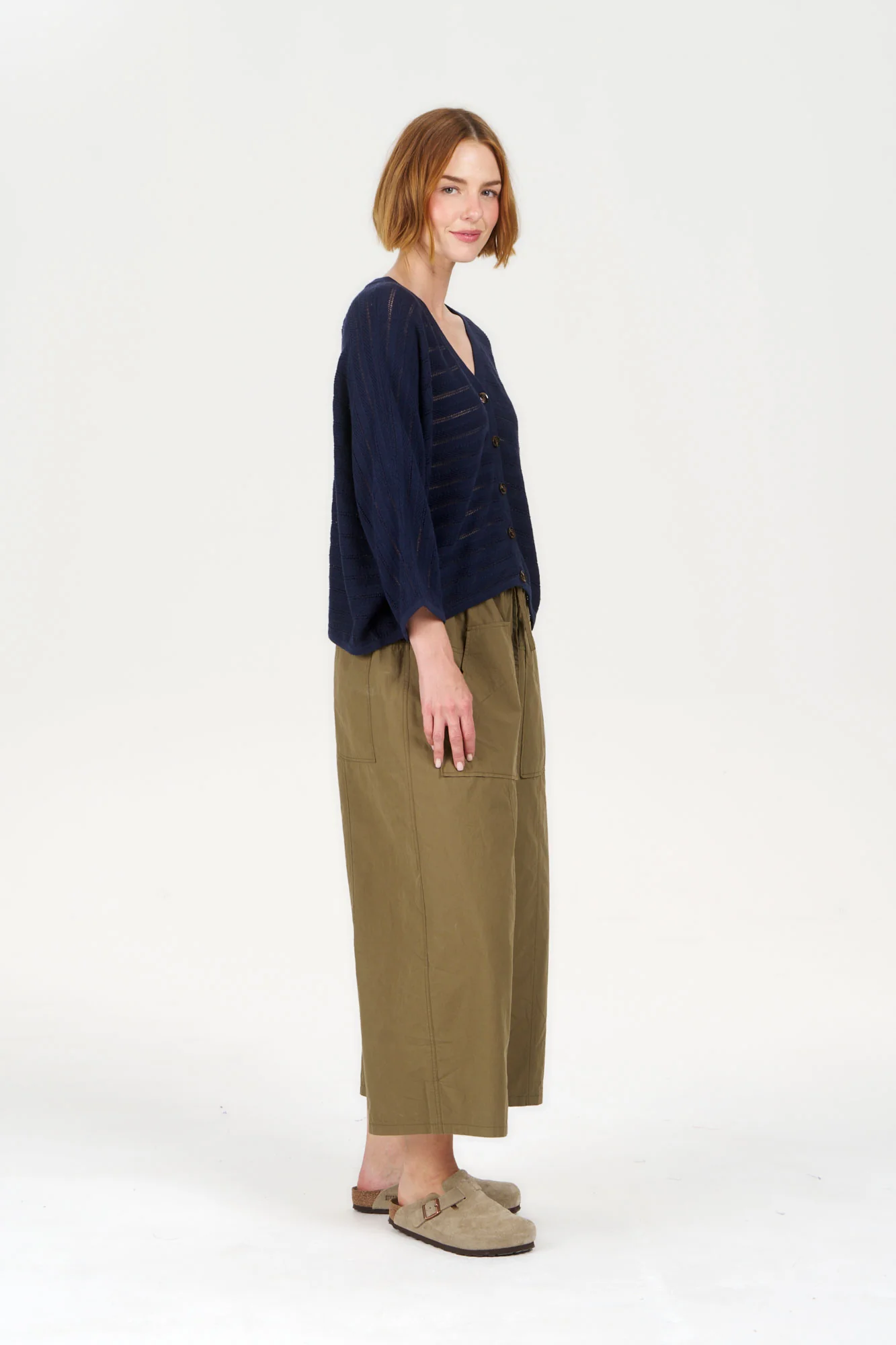 CLEO Organic Cotton Trouser - Khaki - Image 2