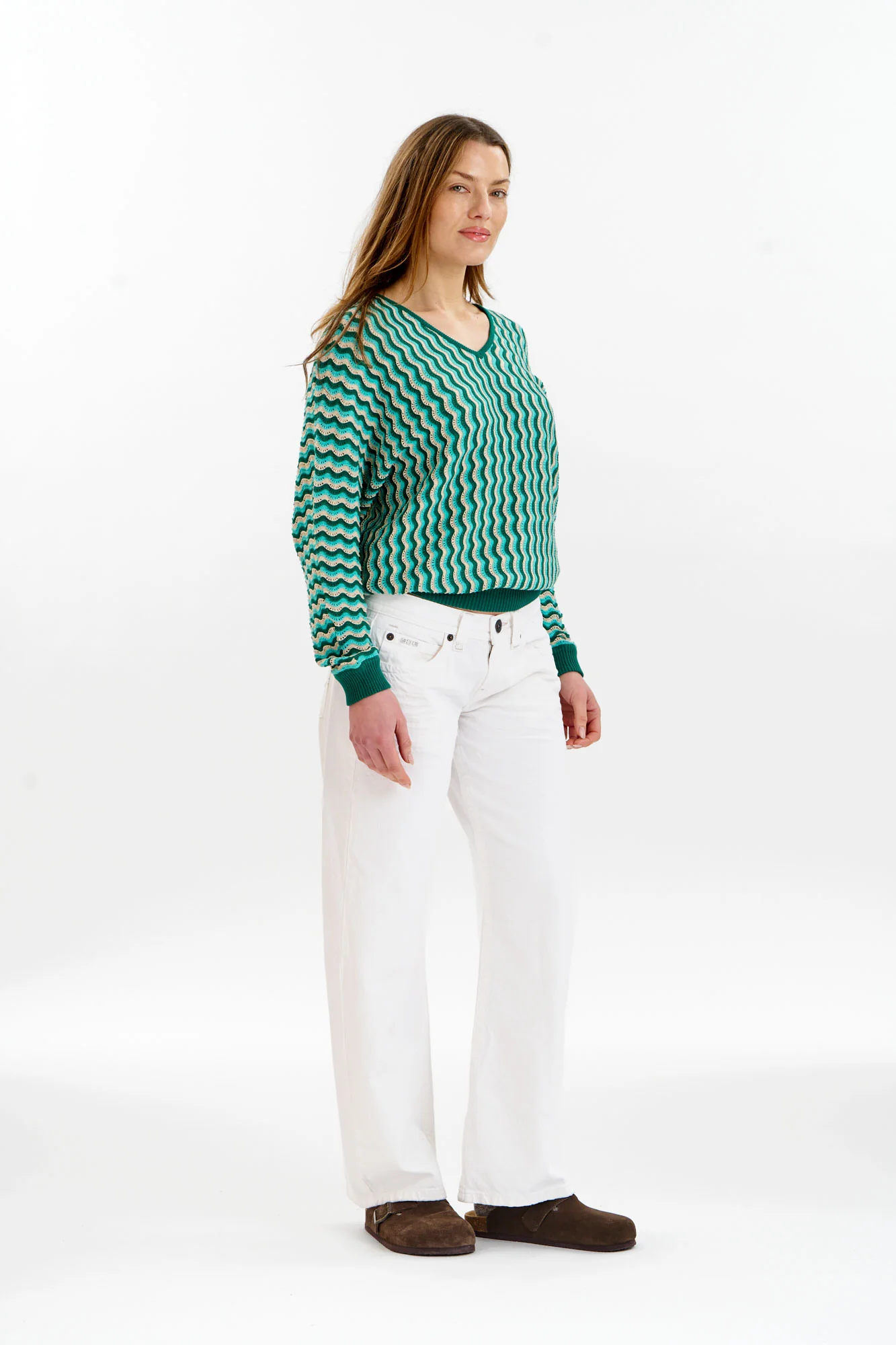 CLOVER Organic Cotton Pointelle Jumper - Green - Image 3