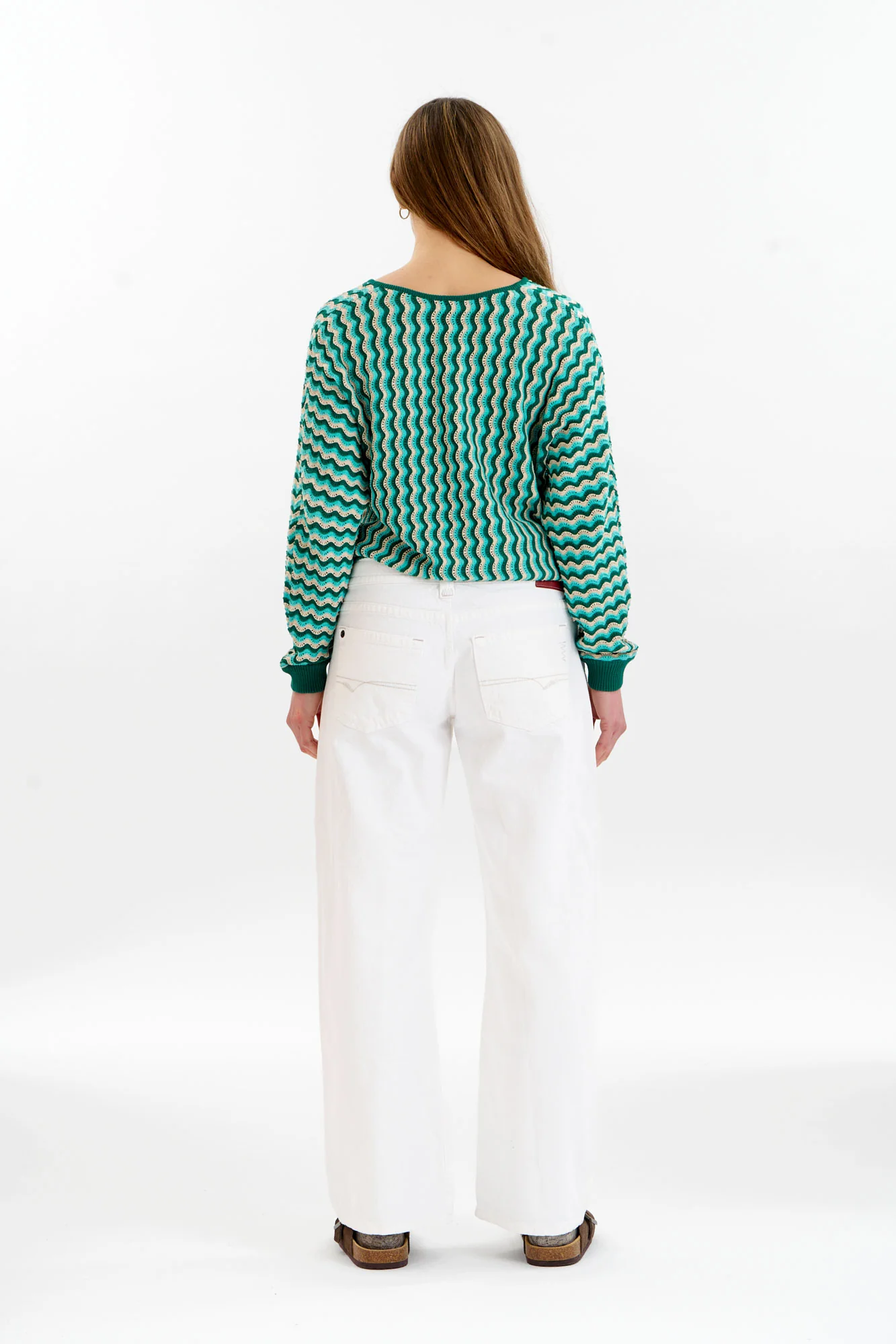 CLOVER Organic Cotton Pointelle Jumper - Green - Image 4