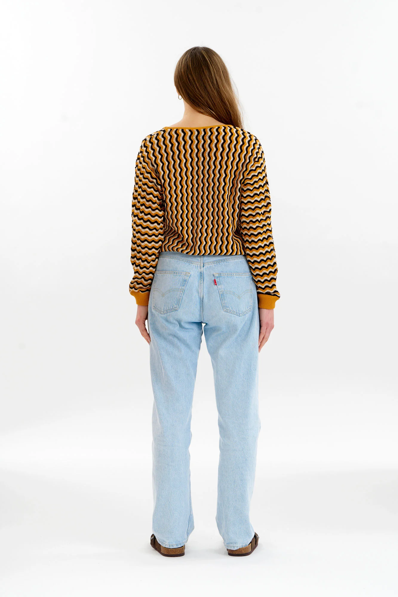 CLOVER Organic Cotton Pointelle Jumper - Mustard - Image 4