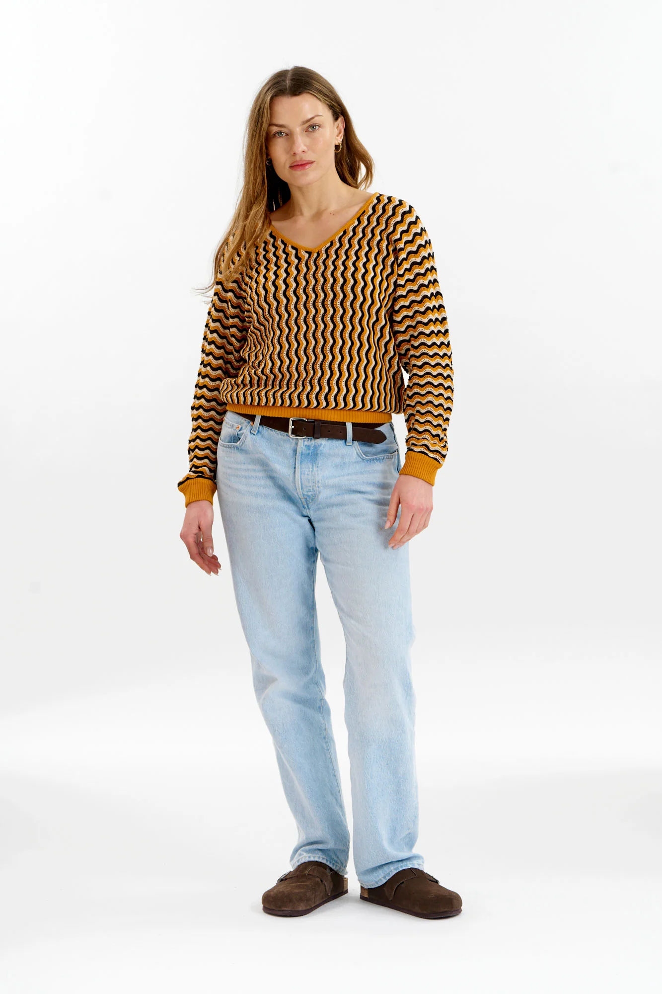 CLOVER Organic Cotton Pointelle Jumper - Mustard - Image 5