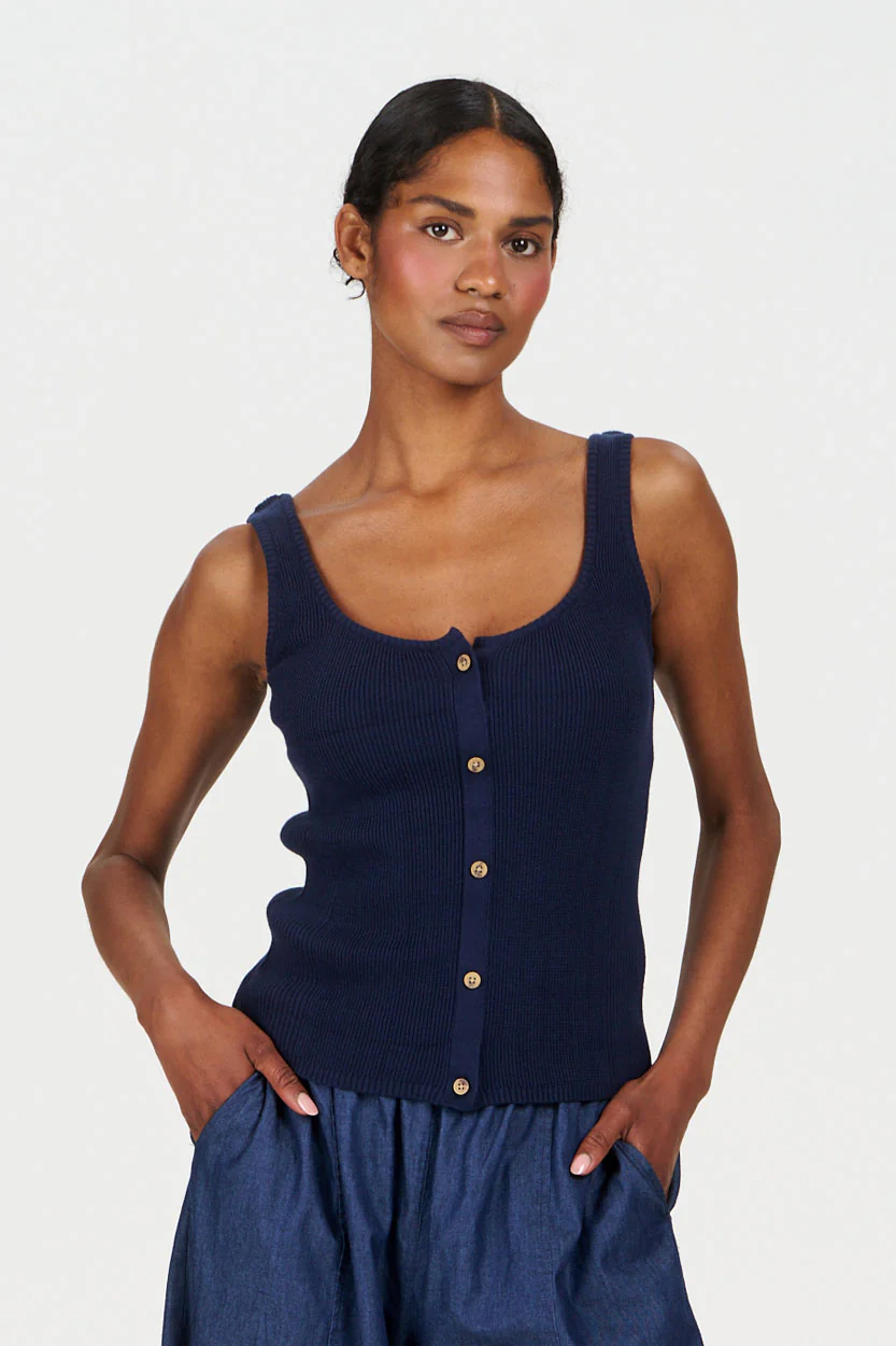 COVE - GOTS Organic Cotton Vest - Navy
