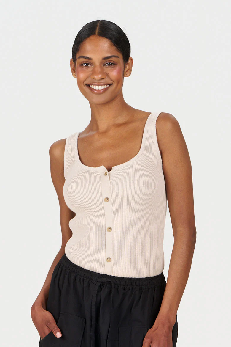 COVE - GOTS Organic Cotton Vest - Sand - Image 3