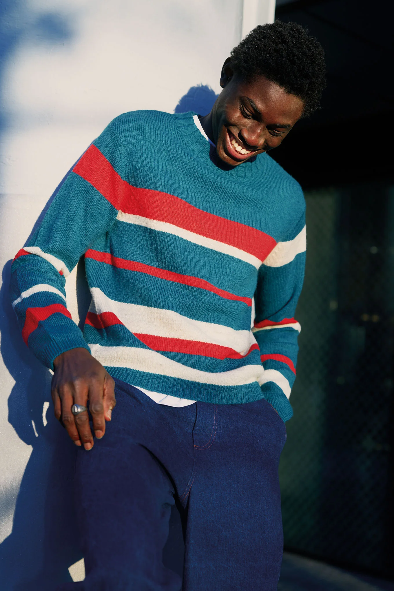 GABRIEL Lambs Wool Stripe Jumper - Evergreen - Image 3