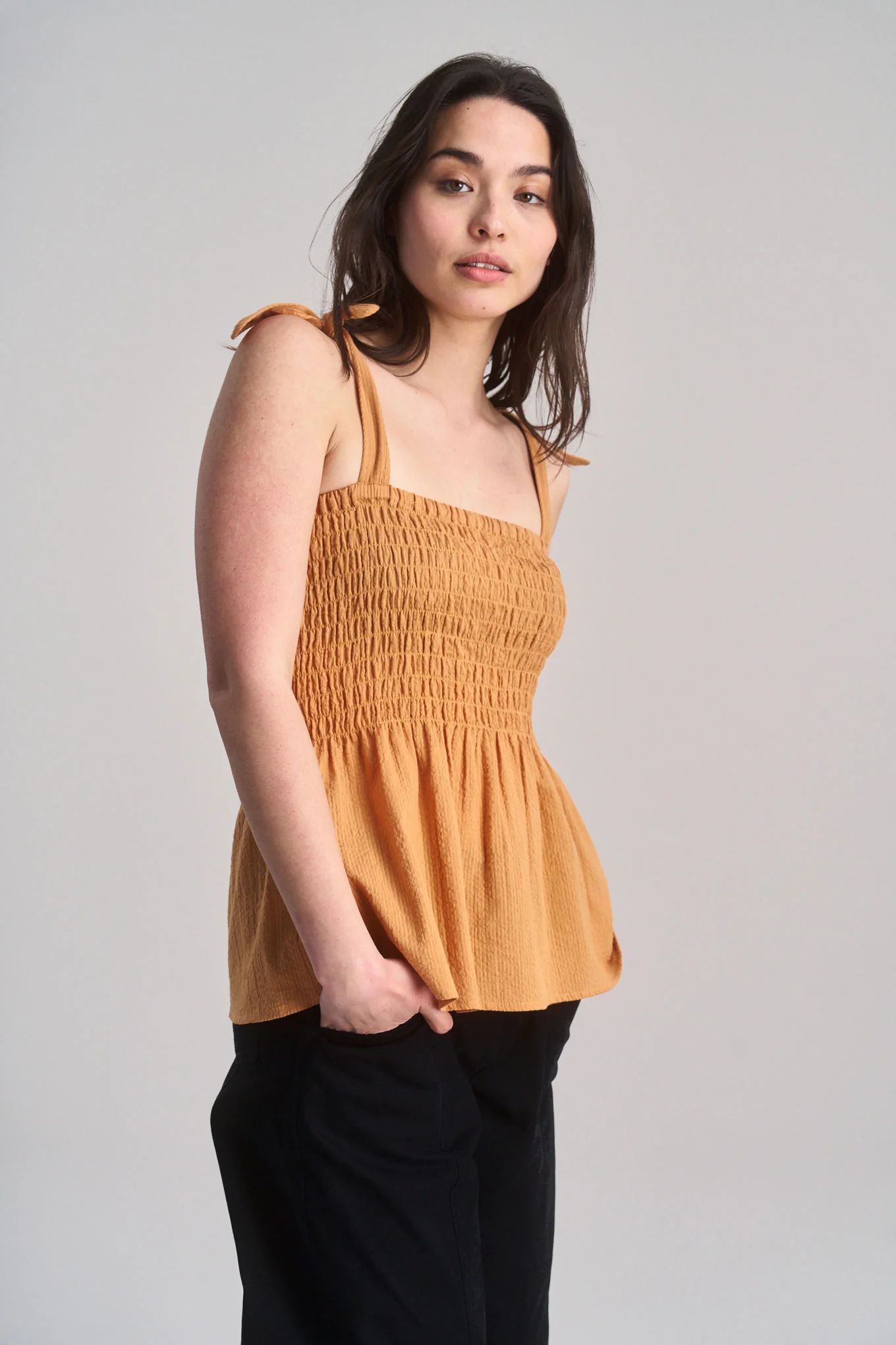 GAIA - Organic Cotton Seersucker Vest - Orange - Image 3