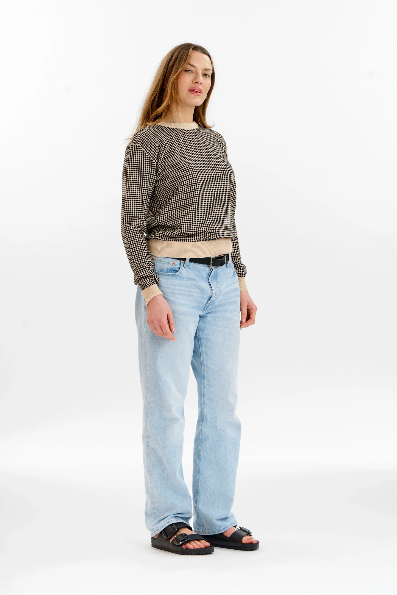 HANA Organic Cotton Jumper - Cream & Black - Image 2