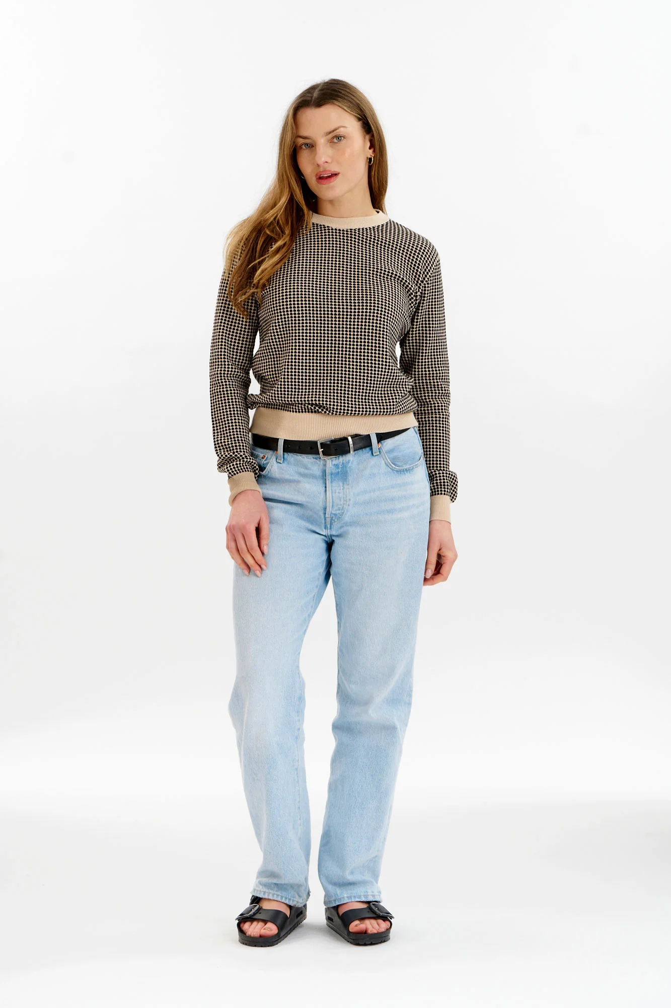 HANA Organic Cotton Jumper - Cream & Black - Image 4