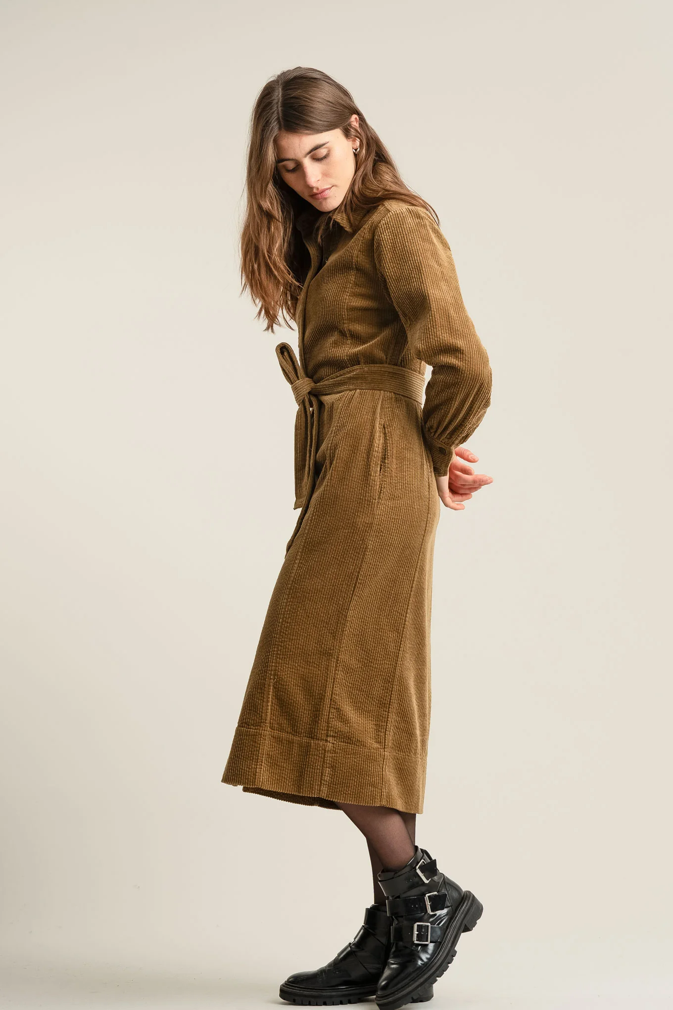 HARITTI Organic Cotton Cord Dress - Olive - Image 2