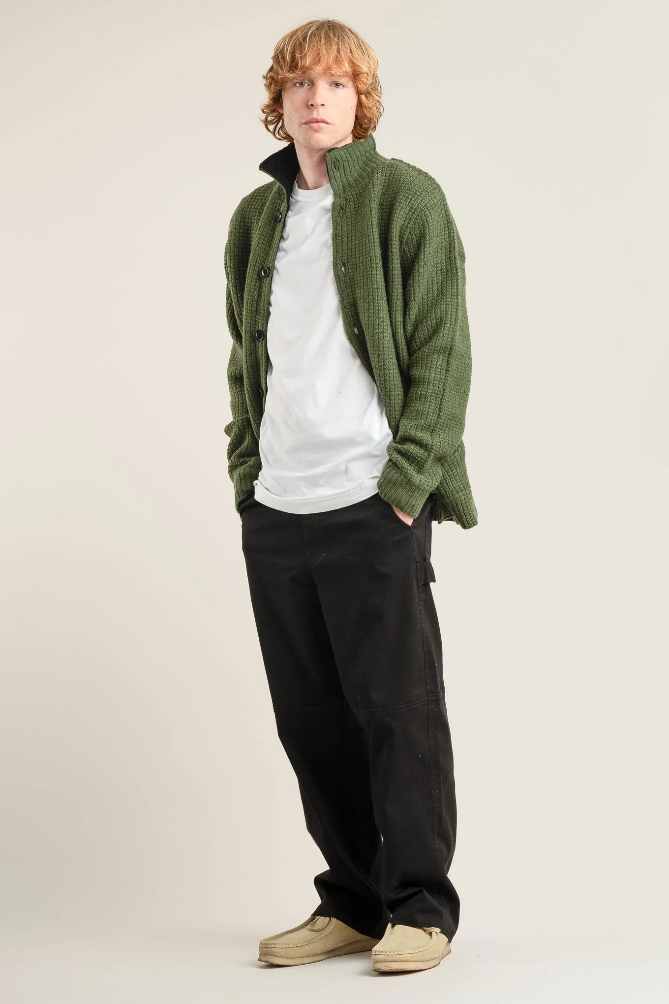 HEATH Fleece Lined Wool Jacket - Olive - Image 2