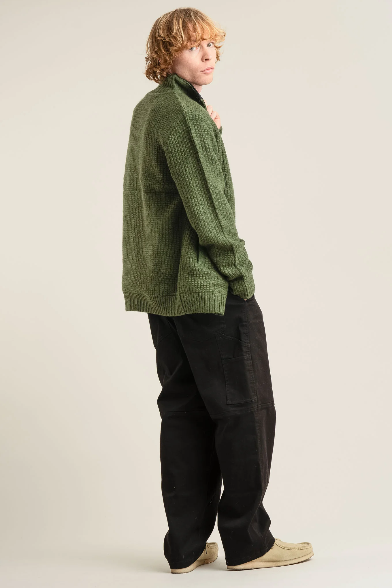 HEATH Fleece Lined Wool Jacket - Olive - Image 3