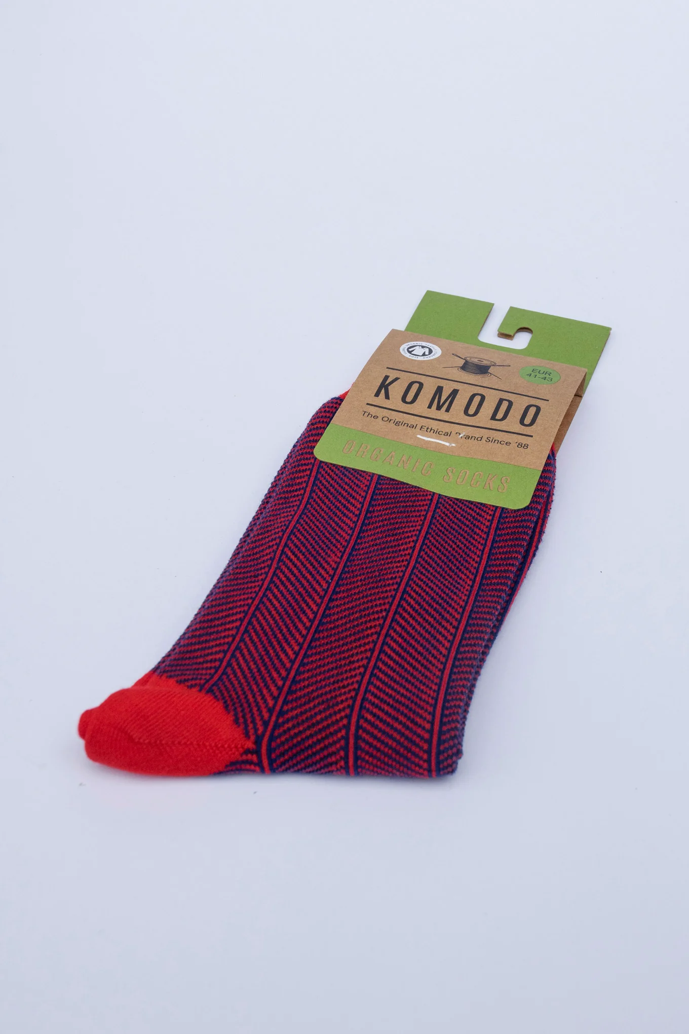 HERRINGBONE - GOTS Organic Cotton Socks Red - Image 2