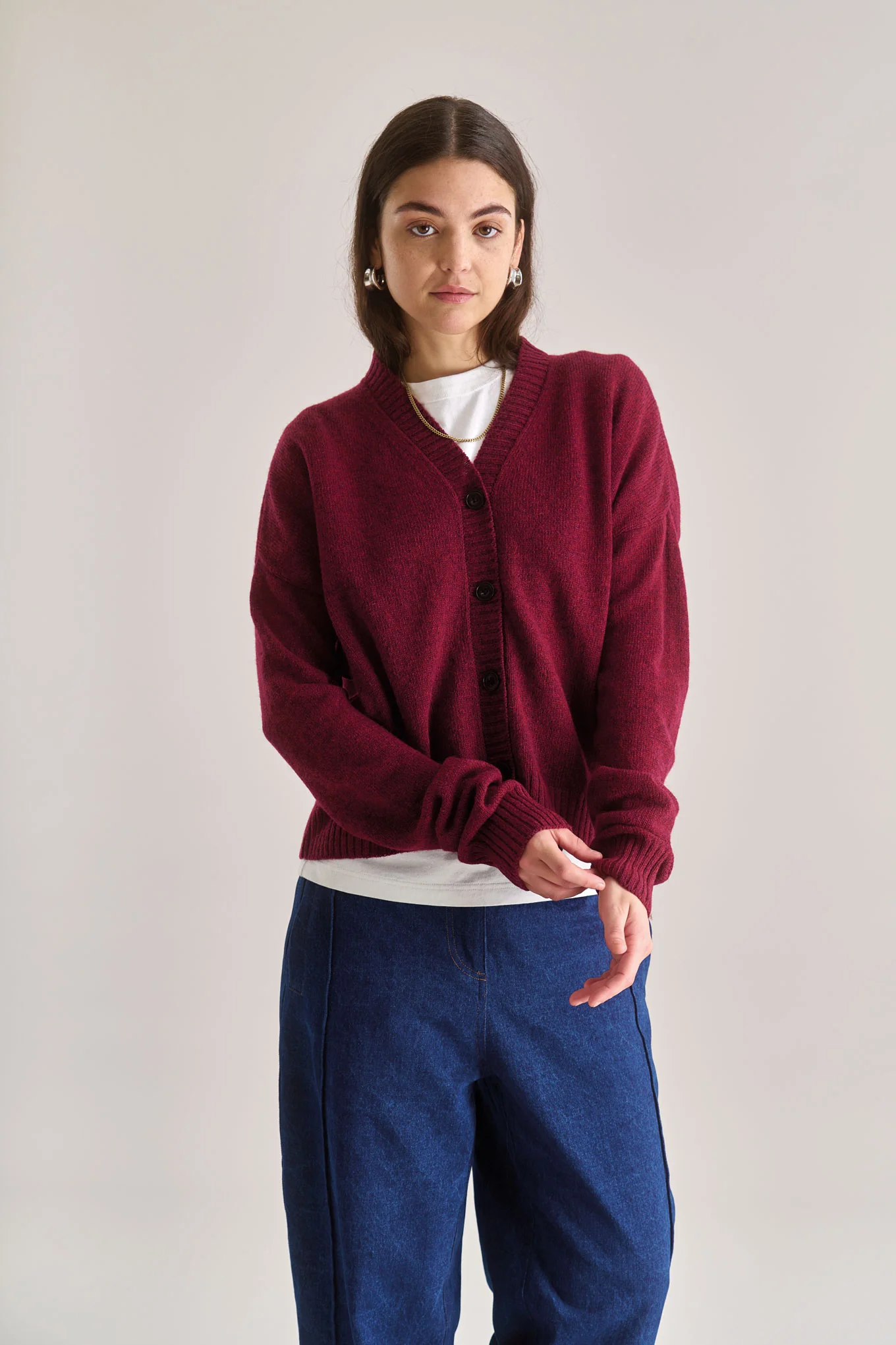ISLA Merino Wool Cardigan - Wine Red