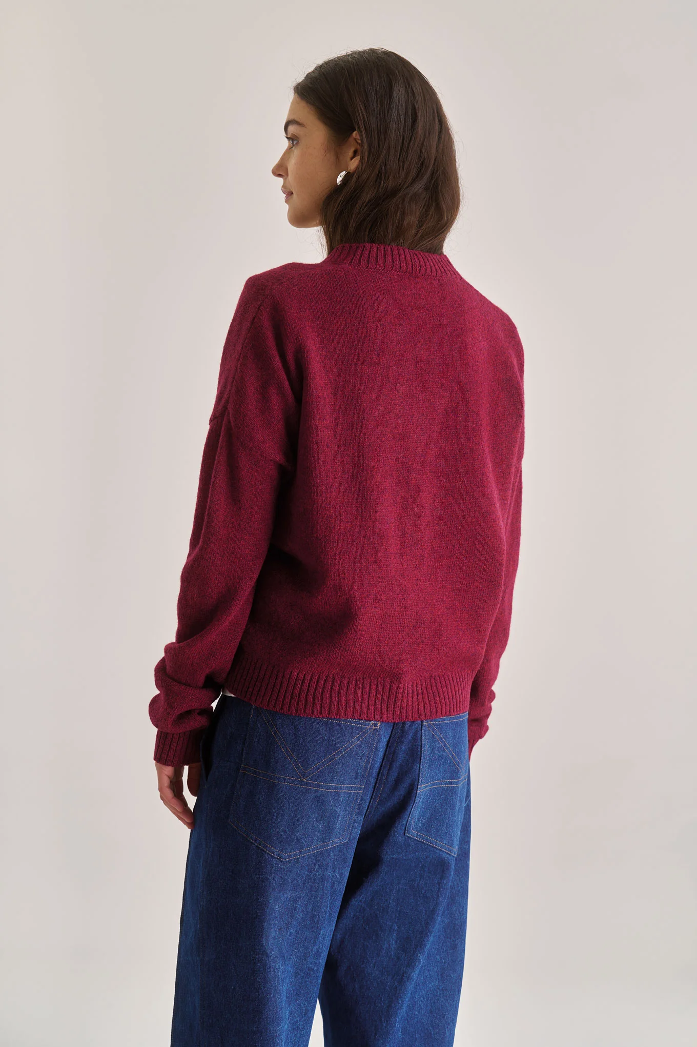 ISLA Merino Wool Cardigan - Wine Red - Image 2