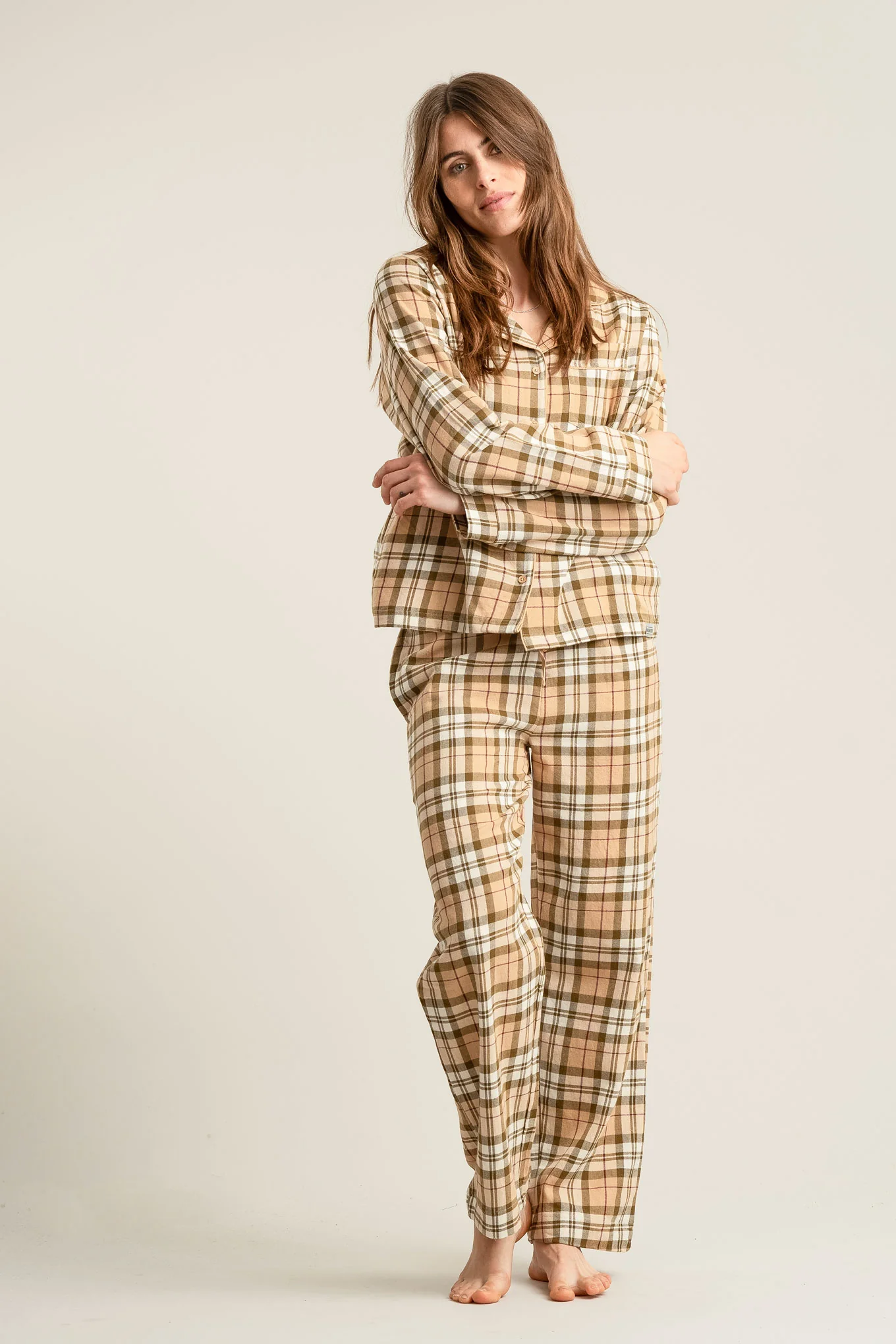 JIM JAM Womens Organic Cotton Pyjama Set - Sand