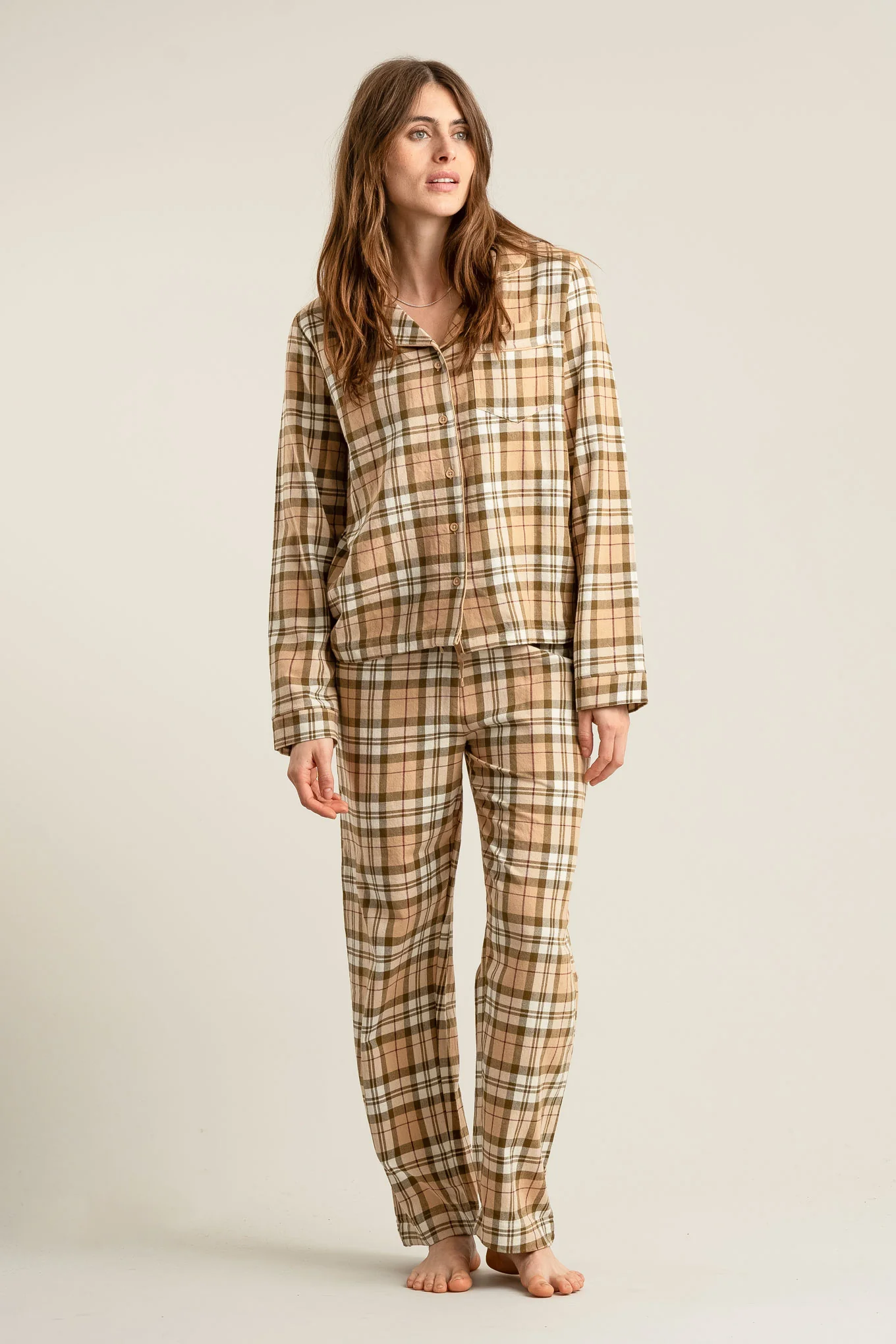 JIM JAM Womens Organic Cotton Pyjama Set - Sand - Image 2