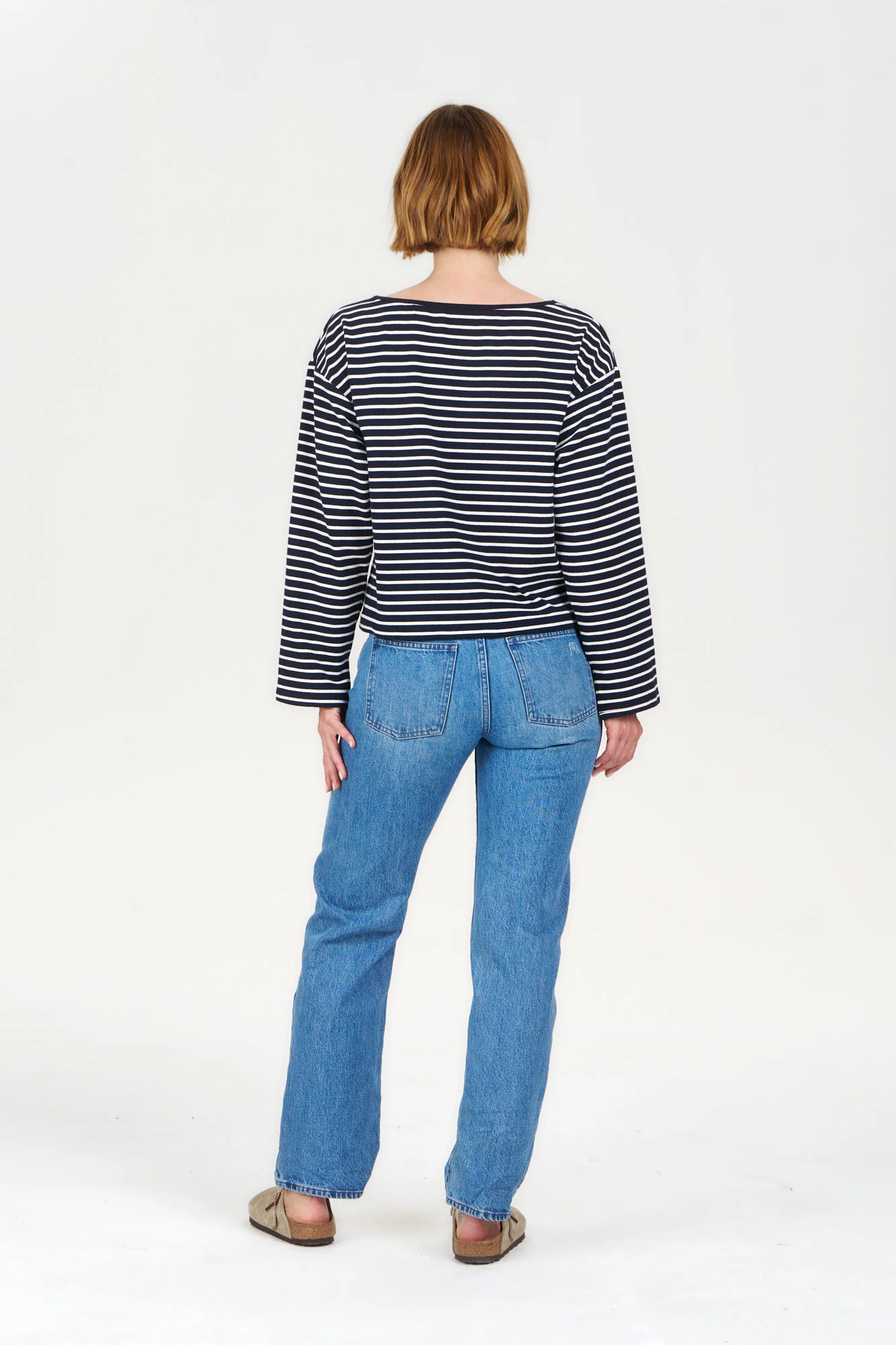 JUNE Top - Organic Cotton Navy Stripe - Image 3