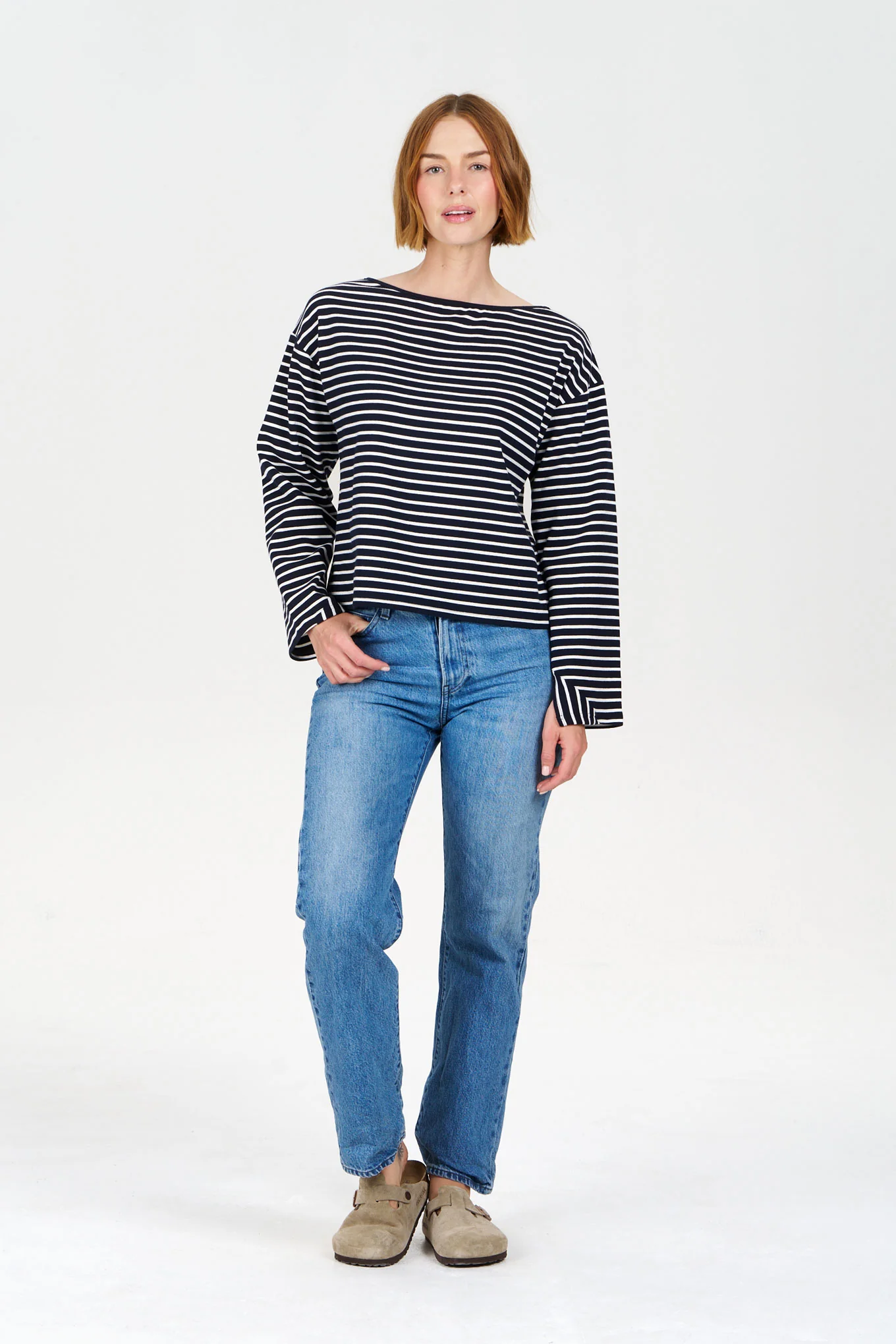 JUNE Top - Organic Cotton Navy Stripe - Image 4