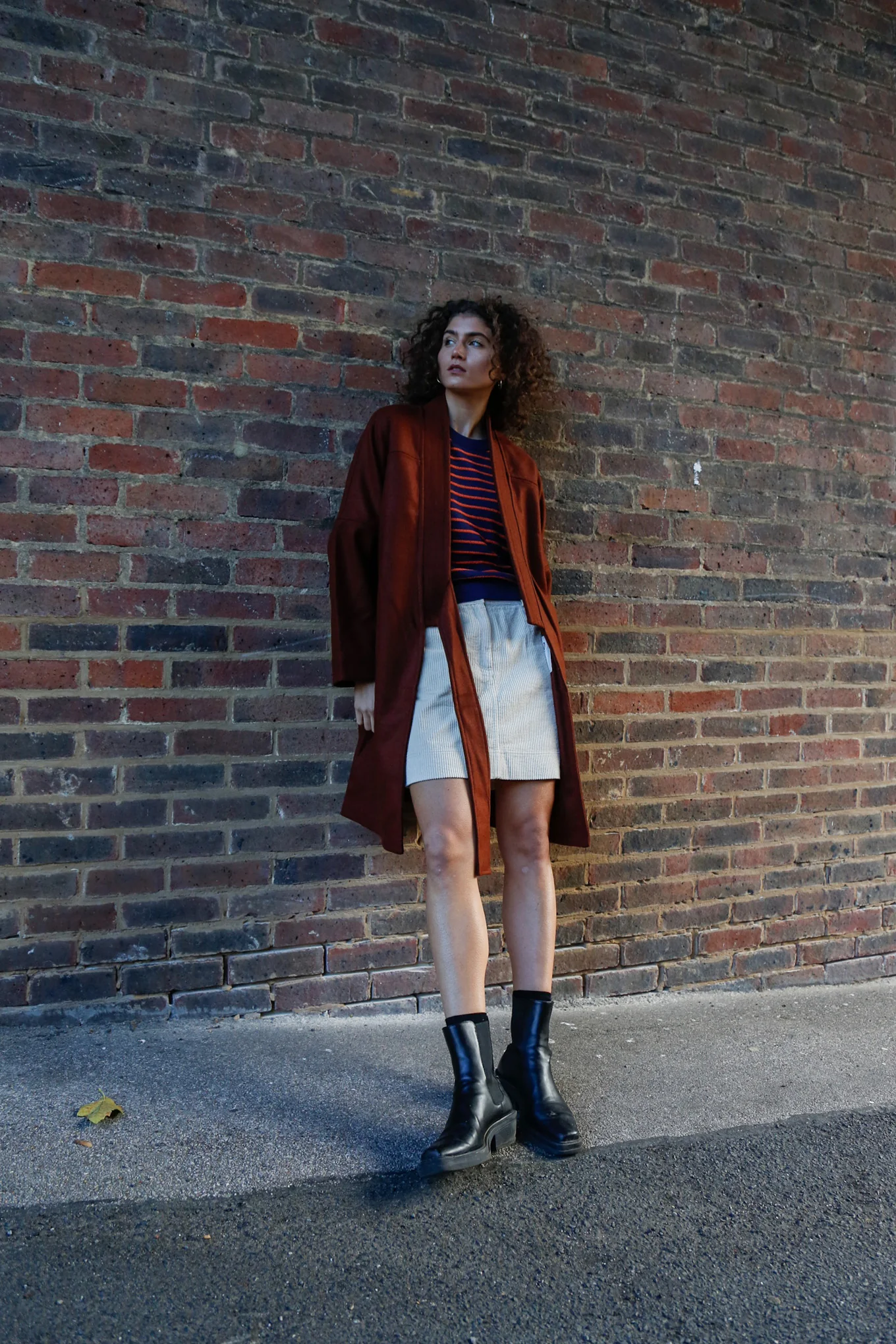 KAIA - Wool Blend Twill Coat Chestnut - Image 4