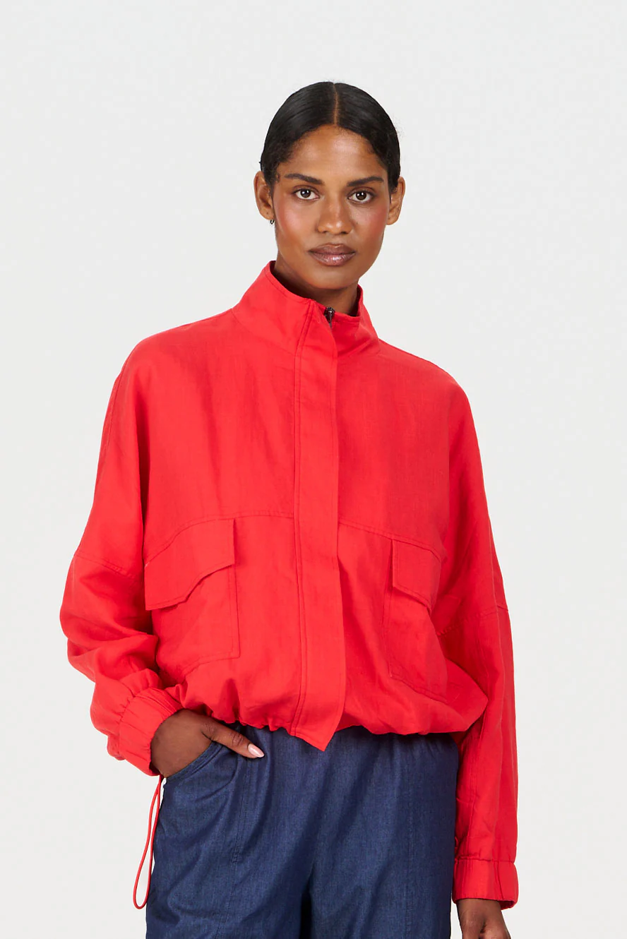 KOKO Tencel Linen Jacket - coral - Image 3