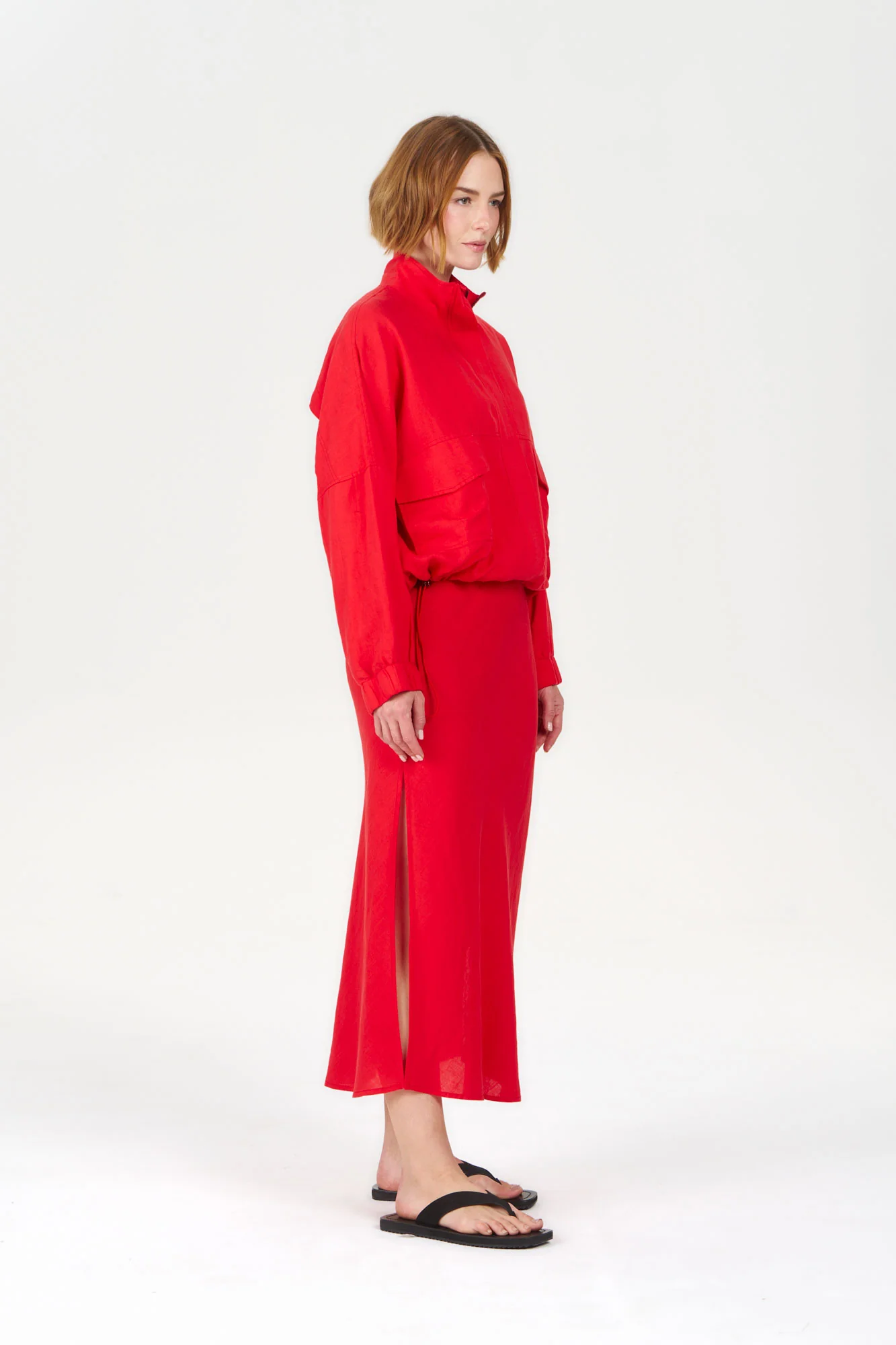 KOKO Tencel Linen Jacket - coral - Image 4