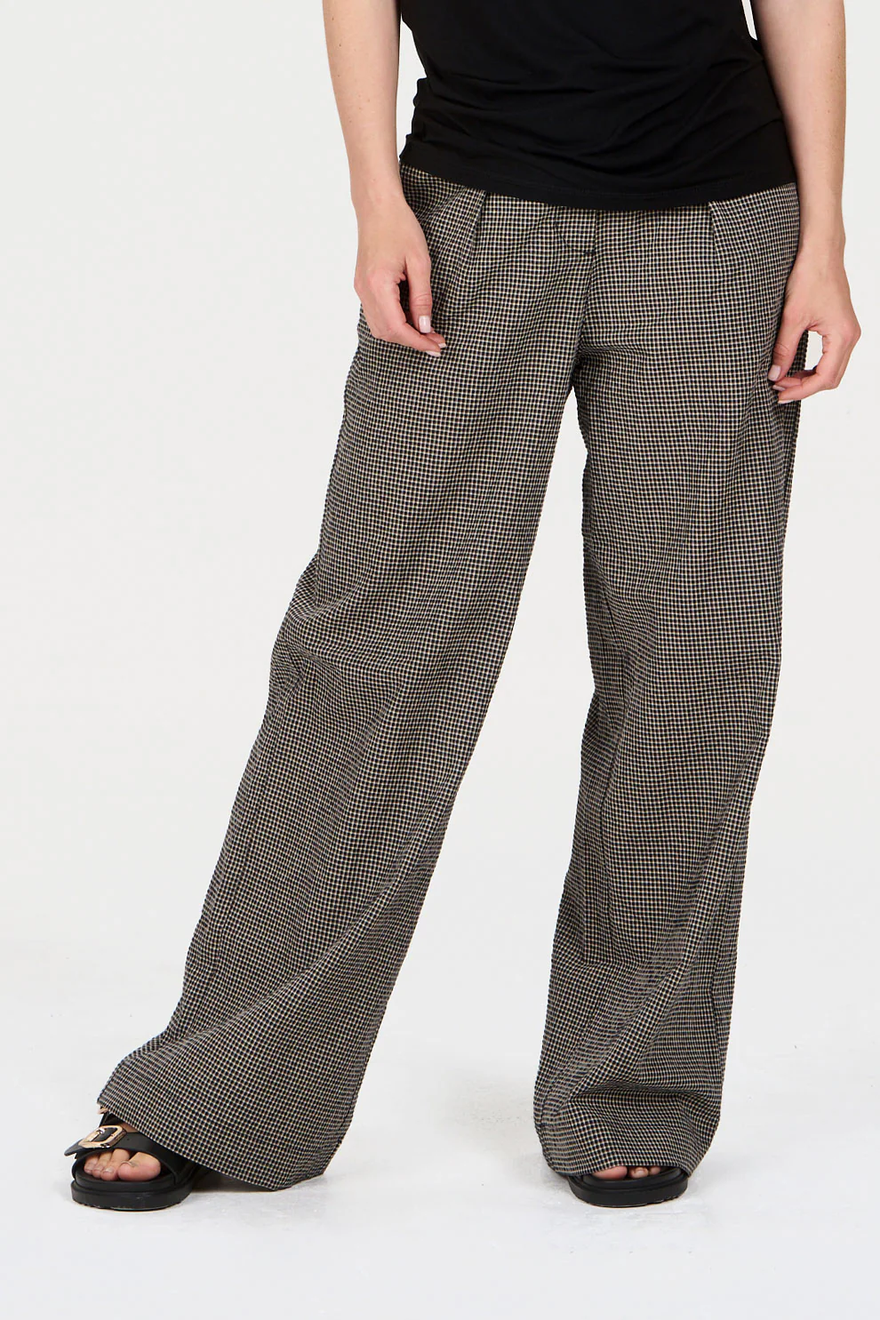 LOLA Organic Cotton Wide-Leg Check Trousers - Image 2