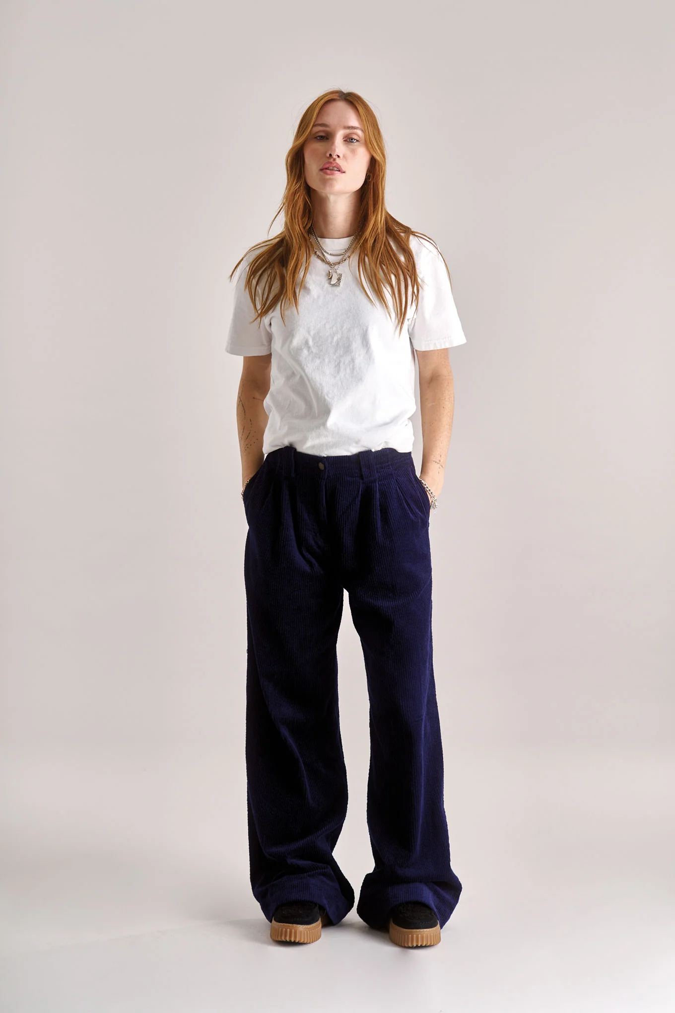 LOLA LILLY Organic Cotton Cord Trousers - Navy