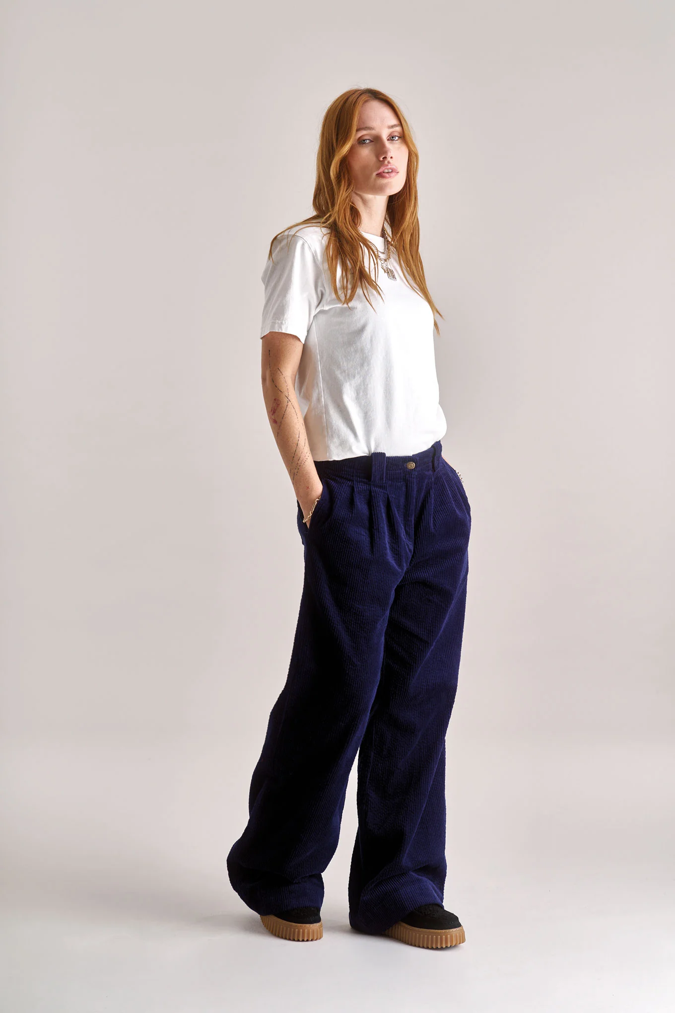 LOLA LILLY Organic Cotton Cord Trousers - Navy - Image 2