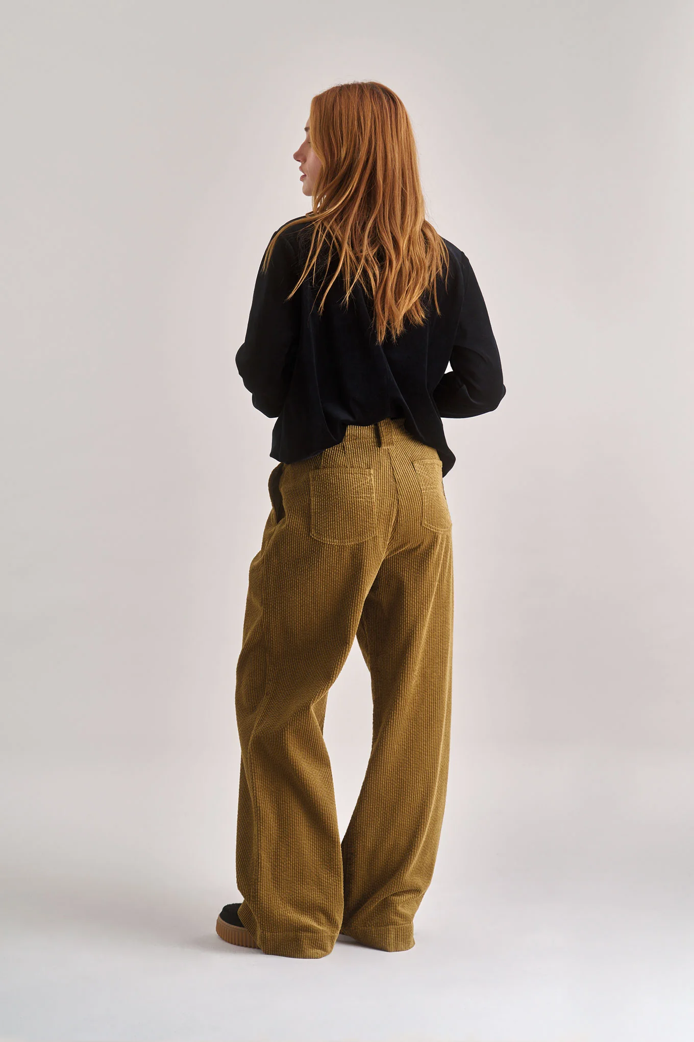 LOLA LILLY Organic Cotton Corduroy Trousers – Olive - Image 3