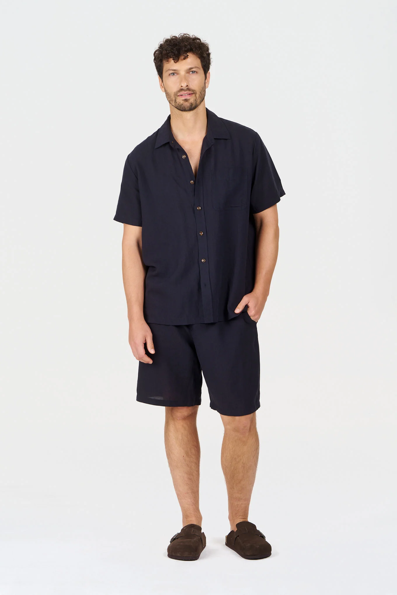 LOYLE Tencel Linen Shirt - Navy - Image 3