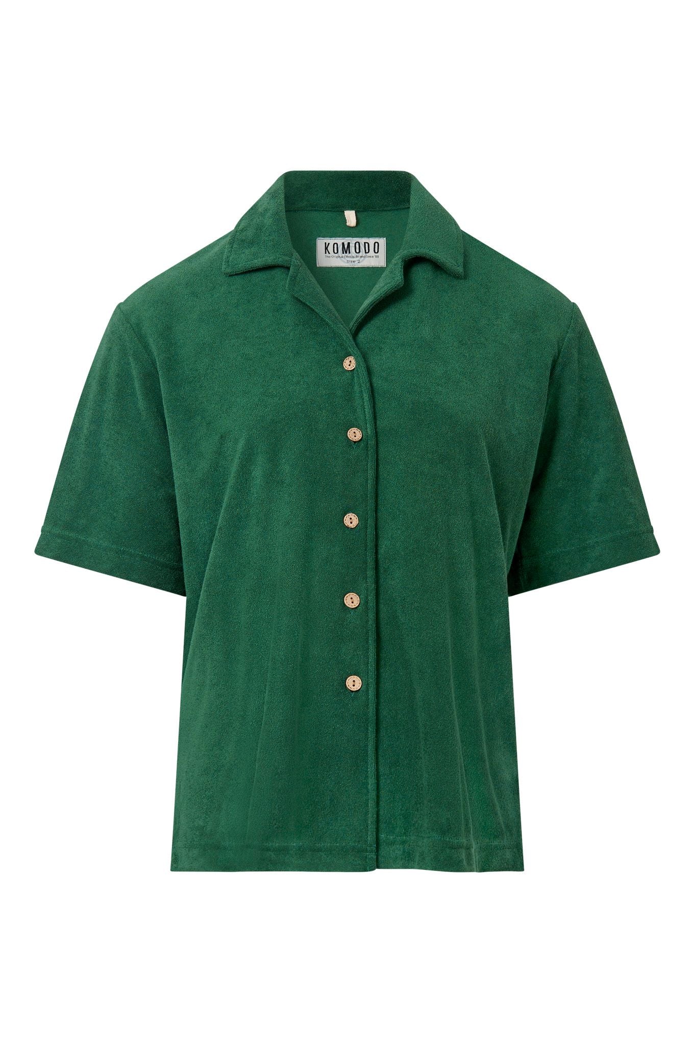 OCEAN - Organic Cotton Blend Terry Towelling Shirt - Jungle Green - Image 2