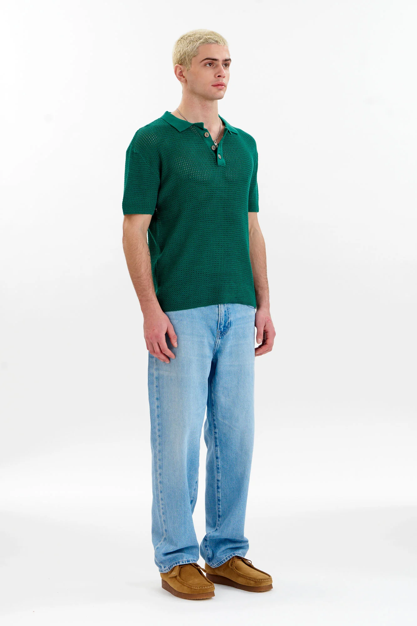 OLIVER Organic Cotton Knit Polo - Green - Image 3