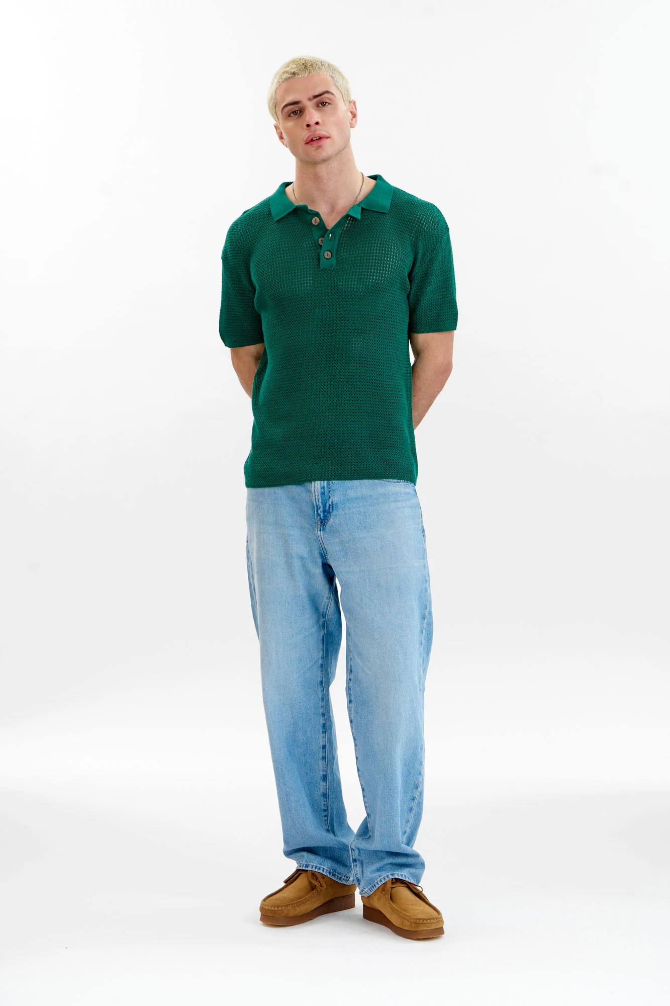 OLIVER Organic Cotton Knit Polo - Green - Image 4