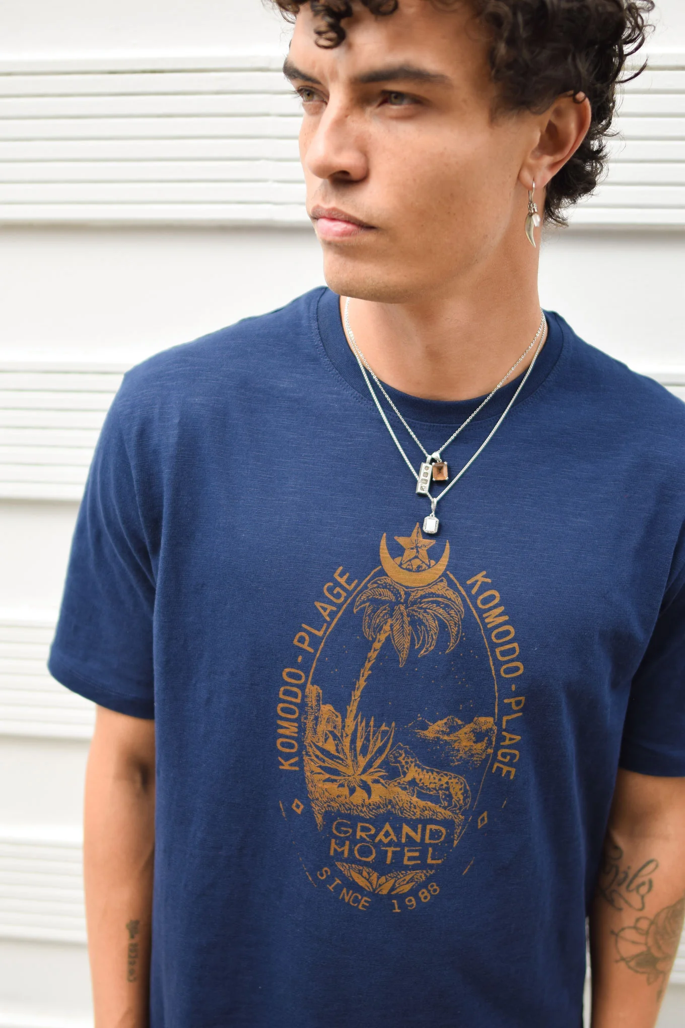 GRAND HOTEL Organic Cotton Tee - Navy