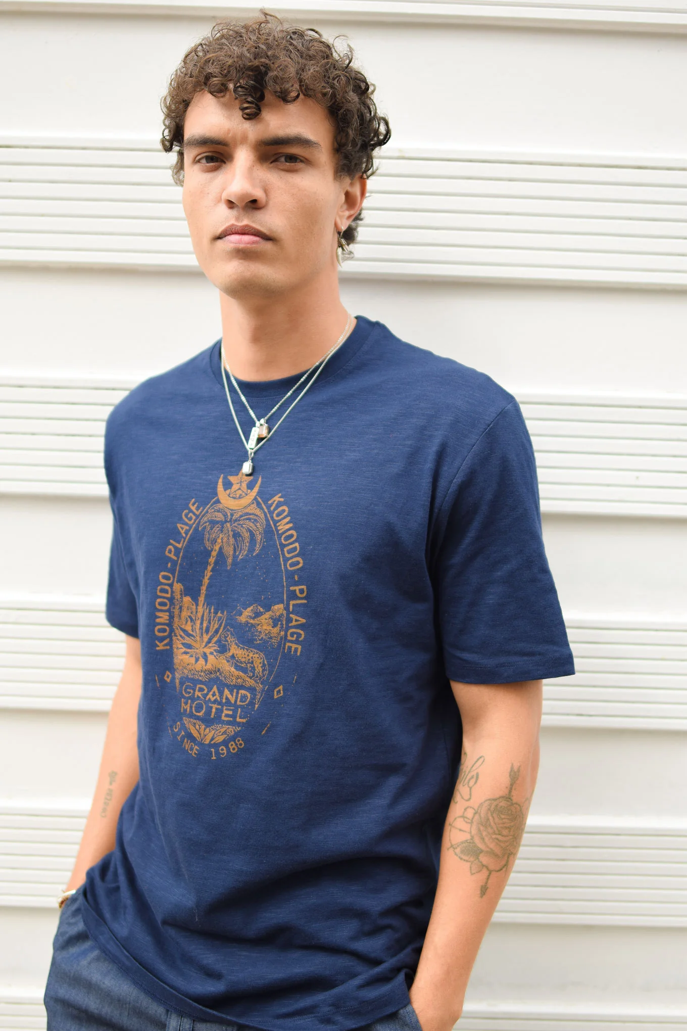 GRAND HOTEL Organic Cotton Tee - Navy - Image 2