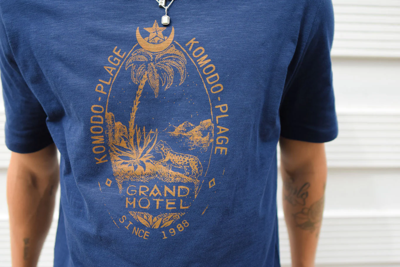 GRAND HOTEL Organic Cotton Tee - Navy - Image 3
