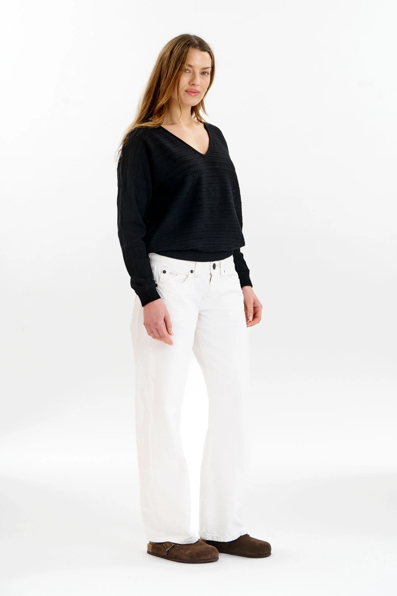 PIA Organic Cotton Pointelle Jumper - Black - Image 3