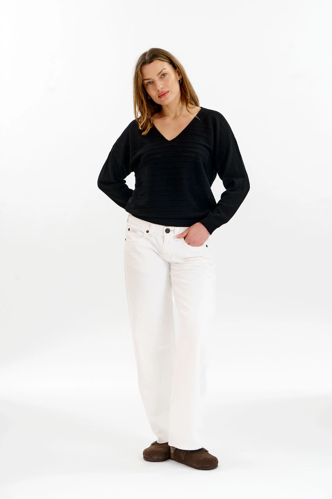 PIA Organic Cotton Pointelle Jumper - Black - Image 5