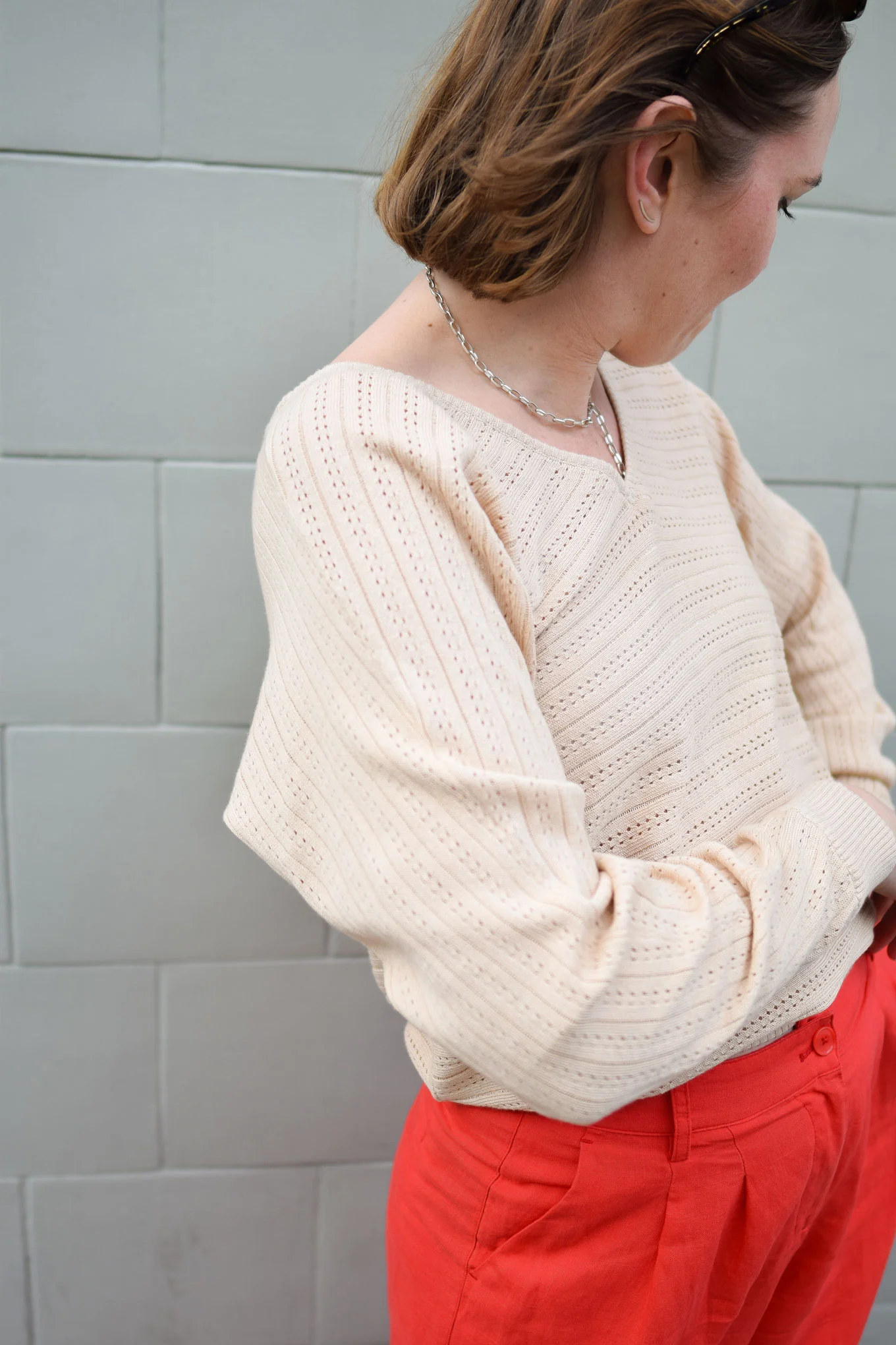 PIA Organic Cotton Pointelle Jumper - Cream