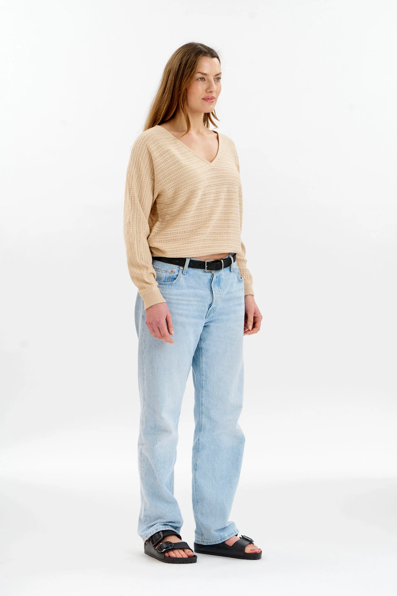 PIA Organic Cotton Pointelle Jumper - Cream - Image 5