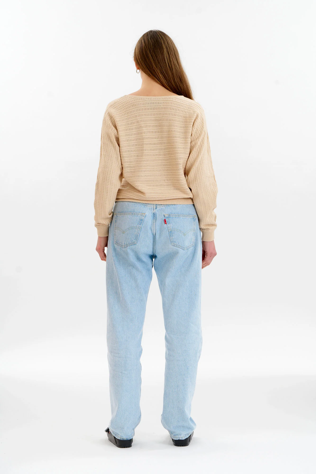 PIA Organic Cotton Pointelle Jumper - Cream - Image 6