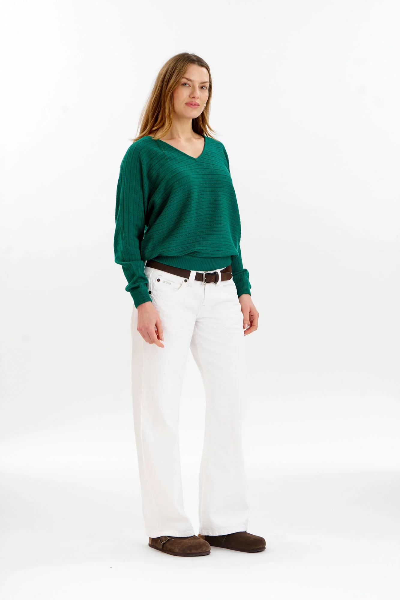 PIA Organic Cotton Pointelle Jumper - Green - Image 4