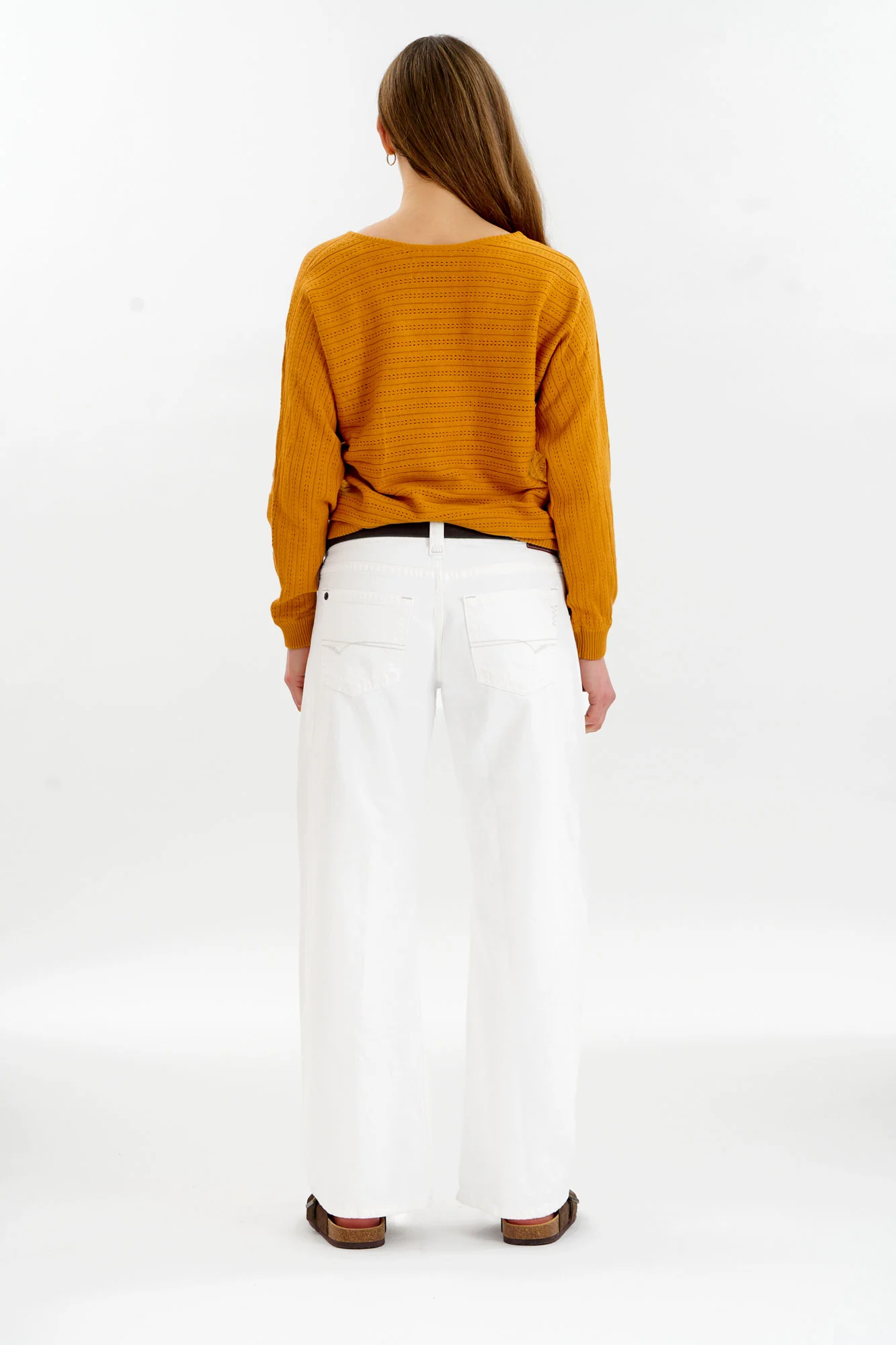 PIA Organic Cotton Pointelle Jumper - Mustard - Image 4